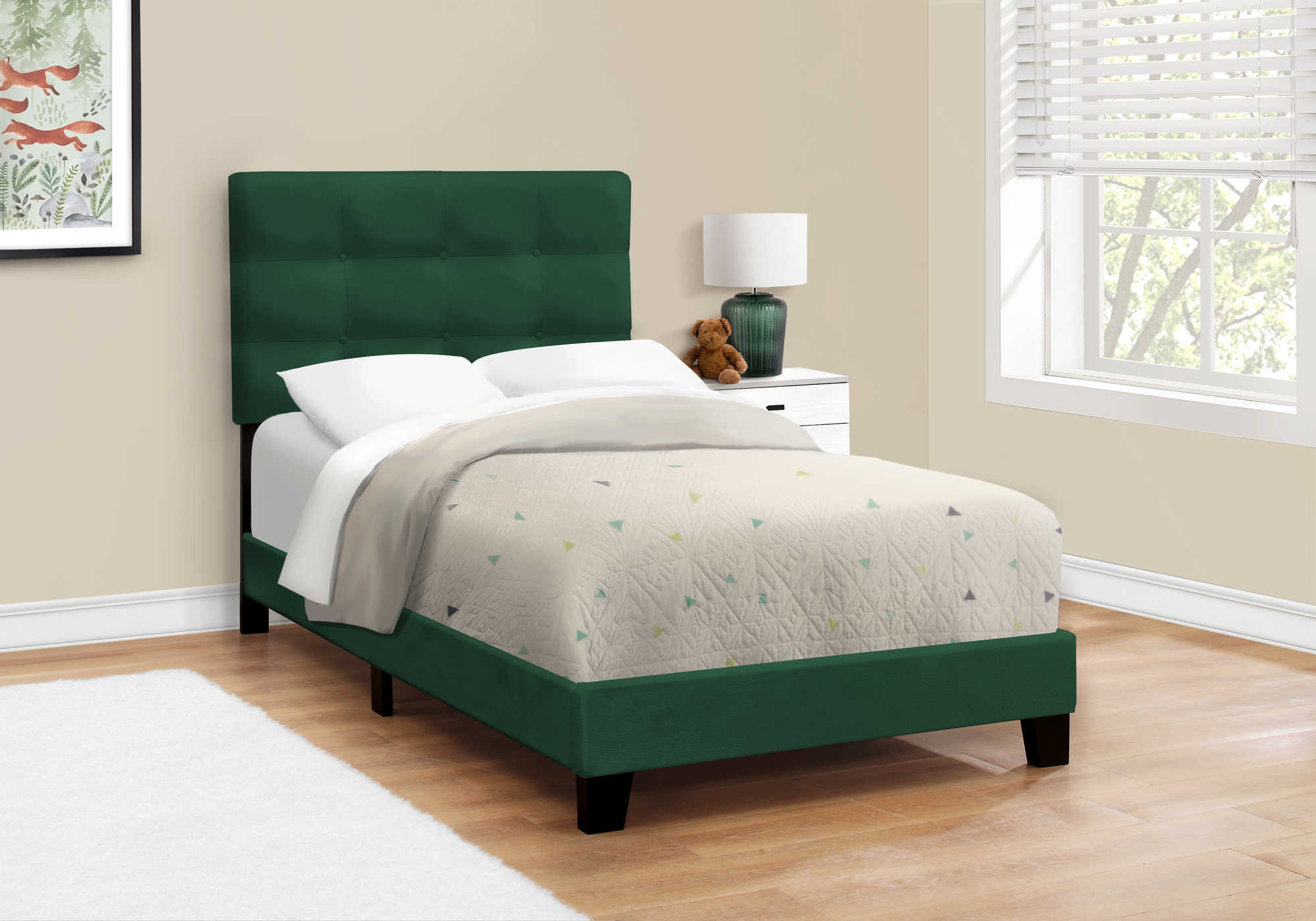Image of bed - twin size / green velvet i 5917t.