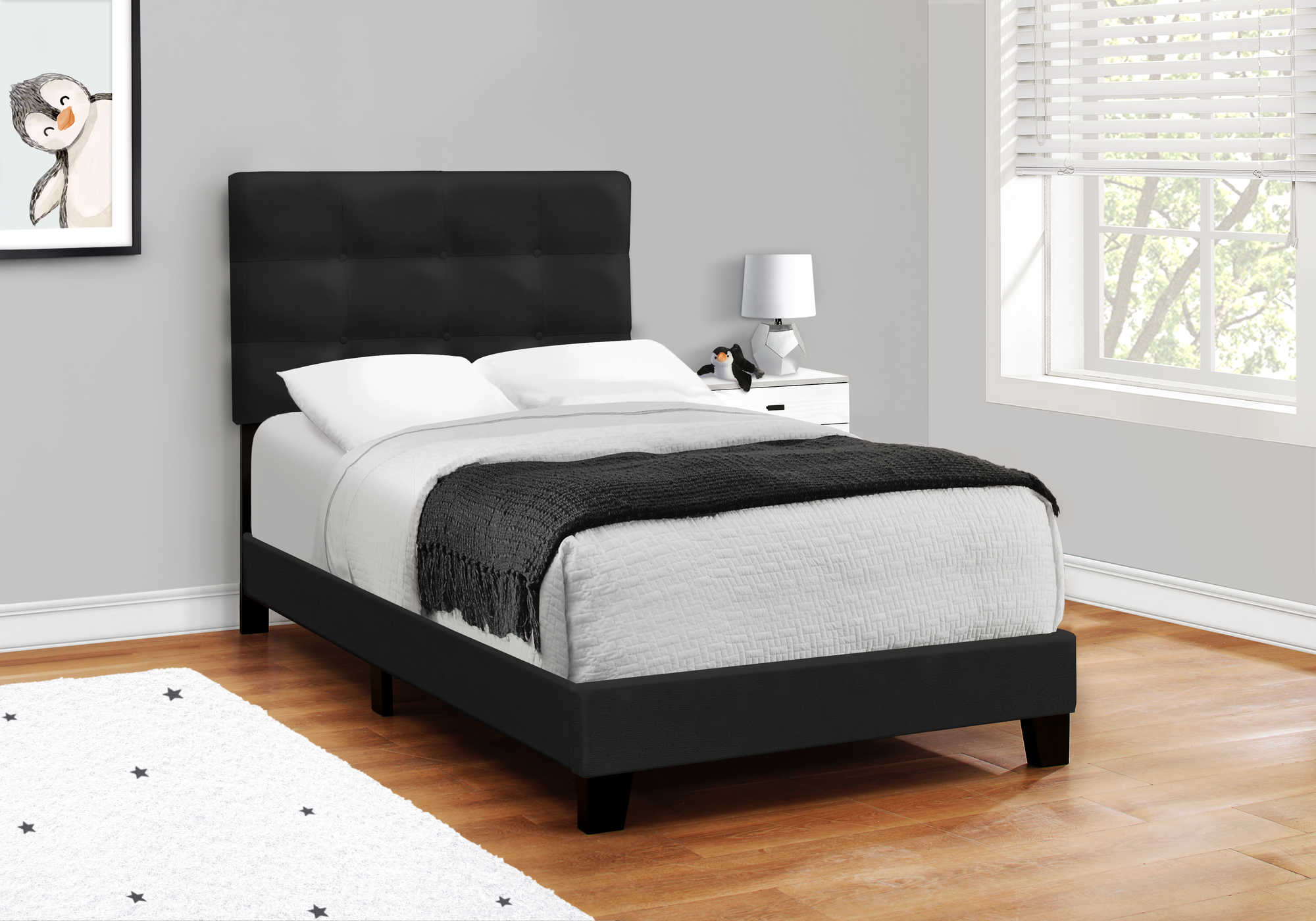 Image of bed - twin size / black velvet i 5924t.