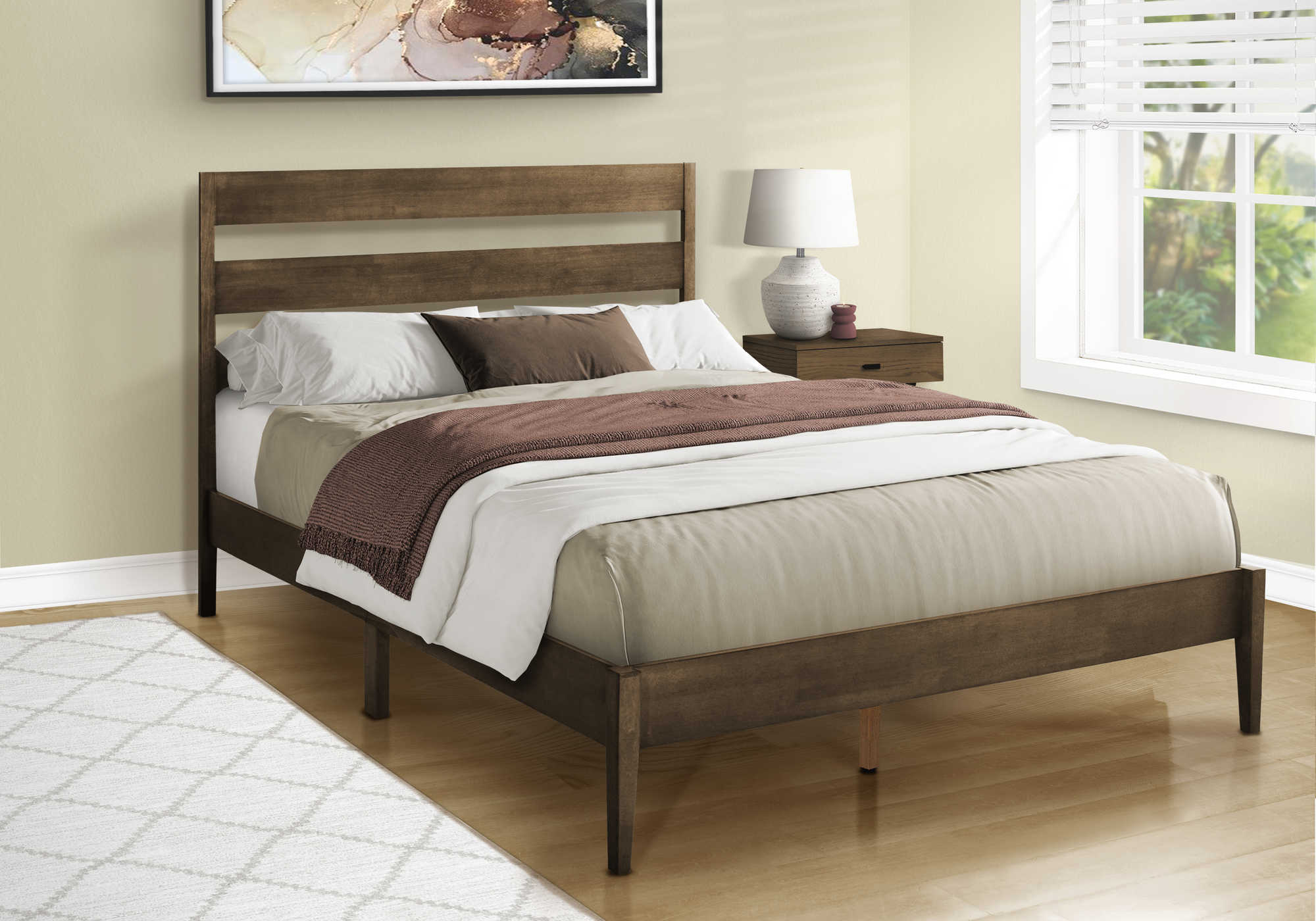 LIT - QUEEN / BOIS MASSIF PLATEFORME NOYER – I 6066Q