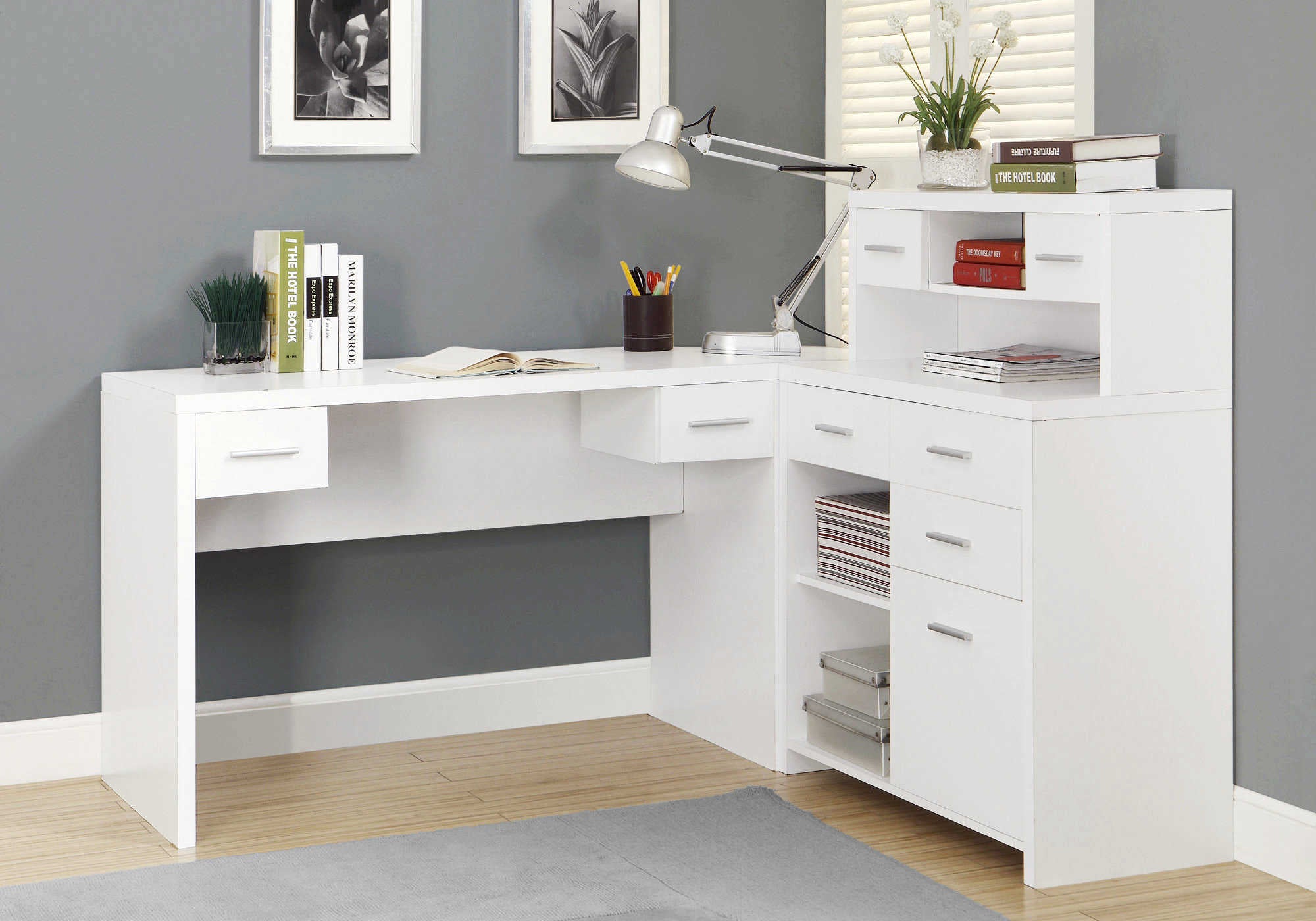 Image of computer desk - white left or right facing corner i 7028.