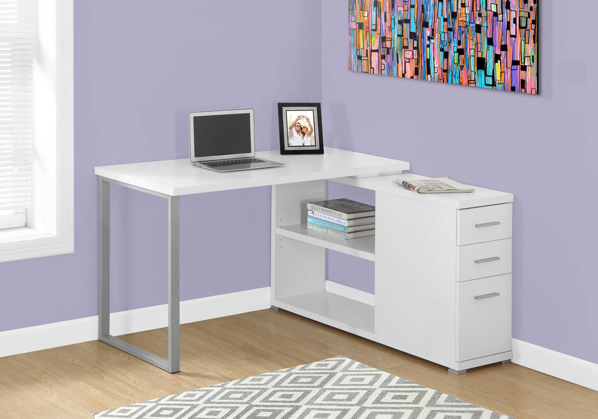 Image of computer desk - white left or right facing corner i 7133.