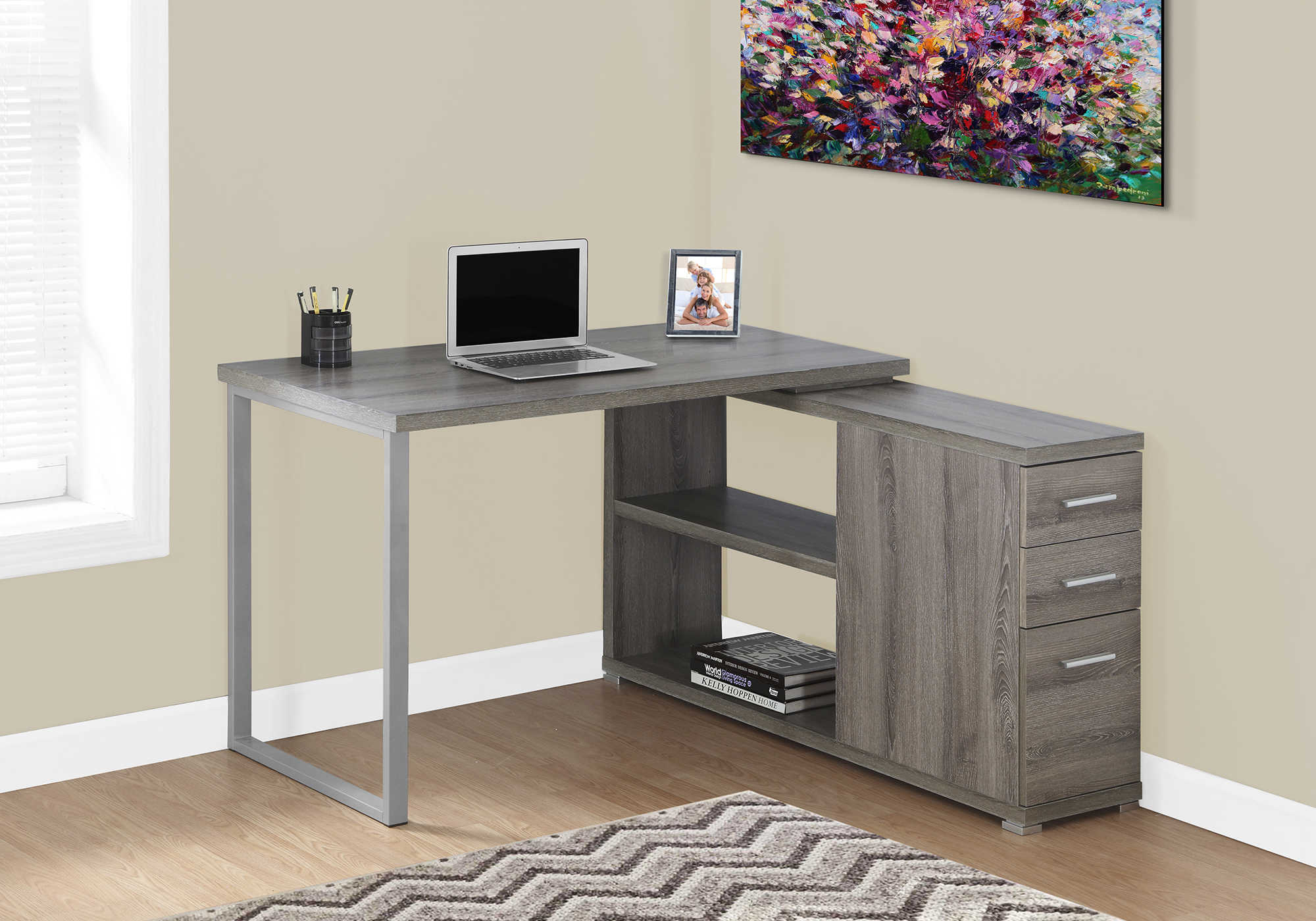 Image of computer desk - dark taupe left or right facing corner i 7134.