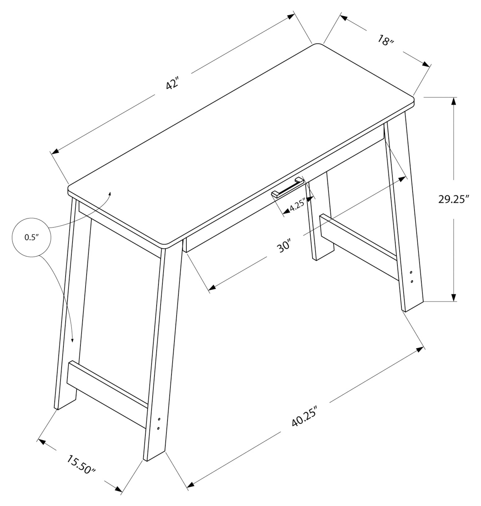 BUREAU - 42"L / ESPRESSO AVEC TIROIR DE RANGEMENT – I 7190.