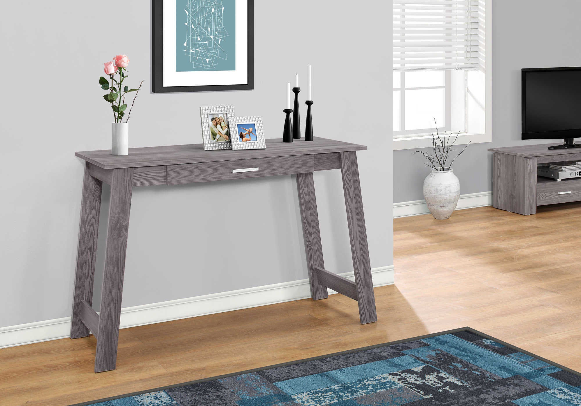 BUREAU - 42"L / GRIS AVEC TIROIR DE RANGEMENT – I 7192.