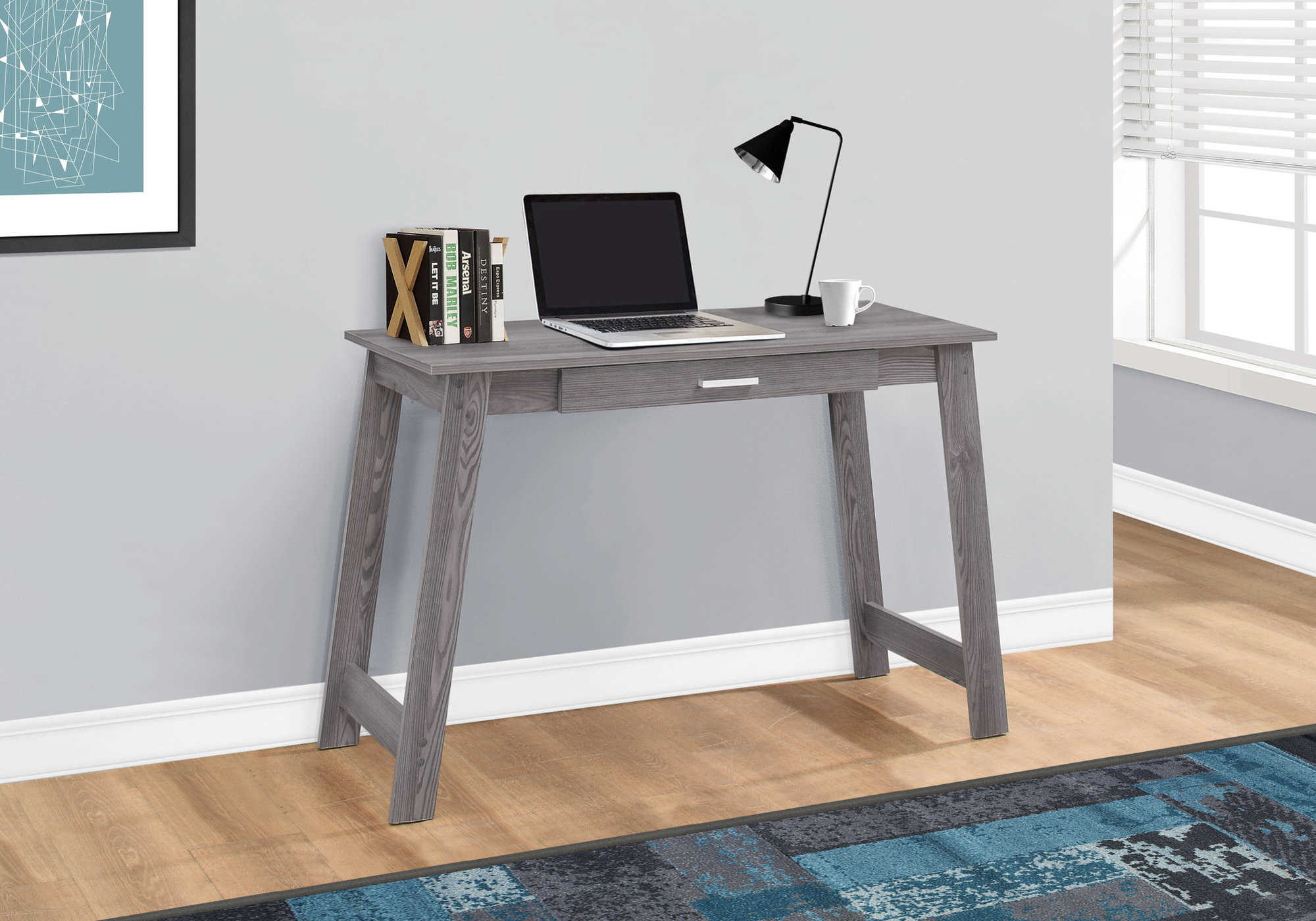BUREAU - 42"L / GRIS AVEC TIROIR DE RANGEMENT – I 7192.