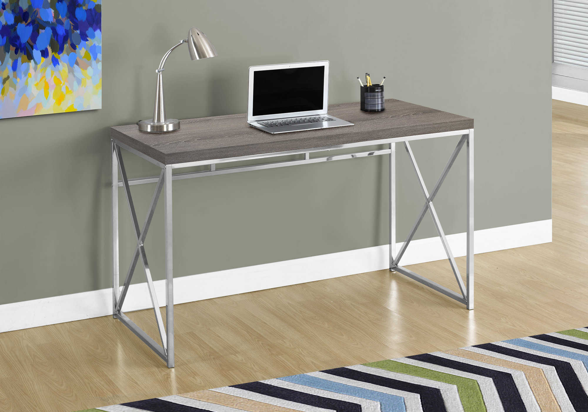 Image of computer desk - 48"l / dark taupe / chrome metal i 7204.