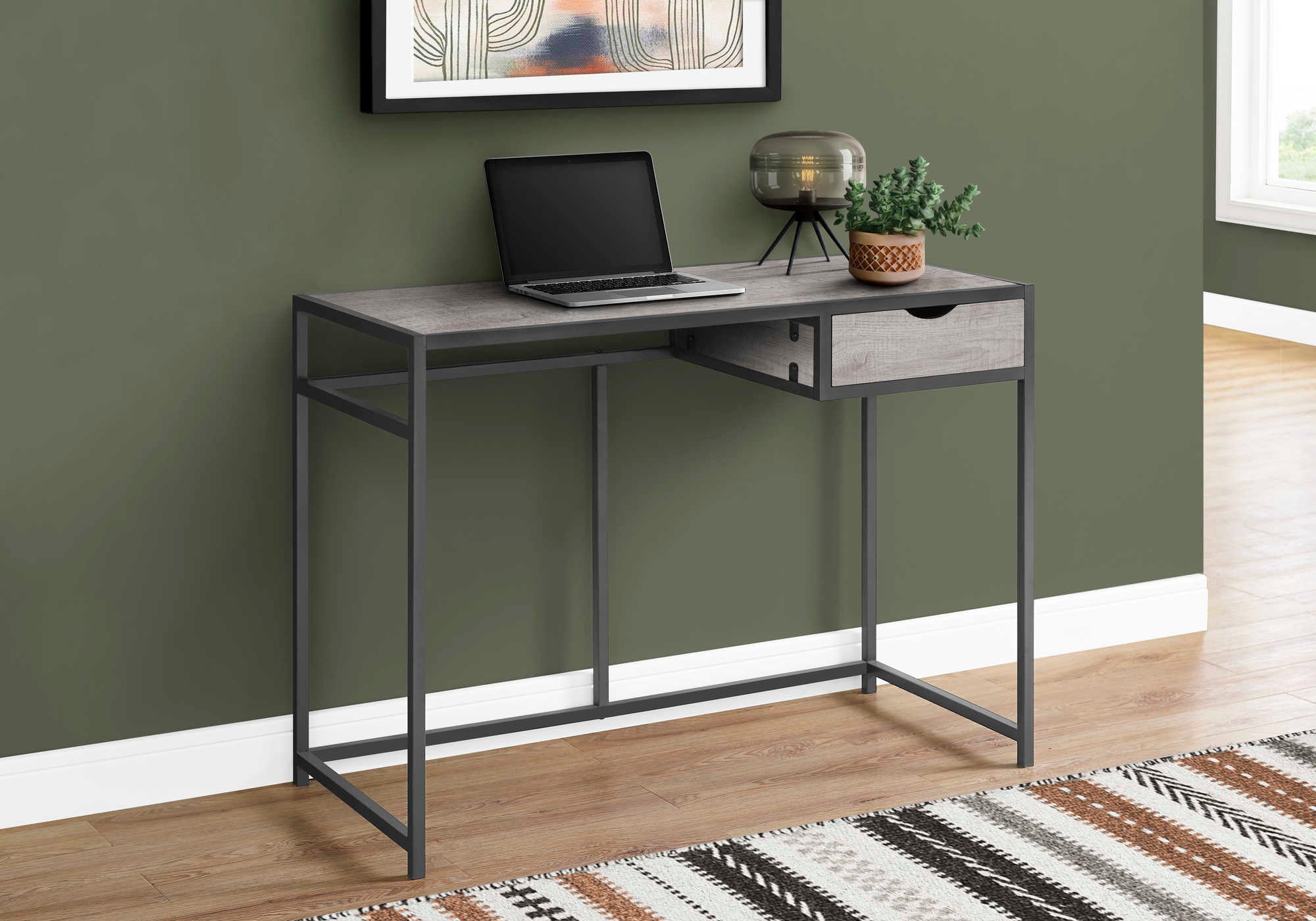 Image of computer desk - 42"l / grey / dark grey metal i 7217.