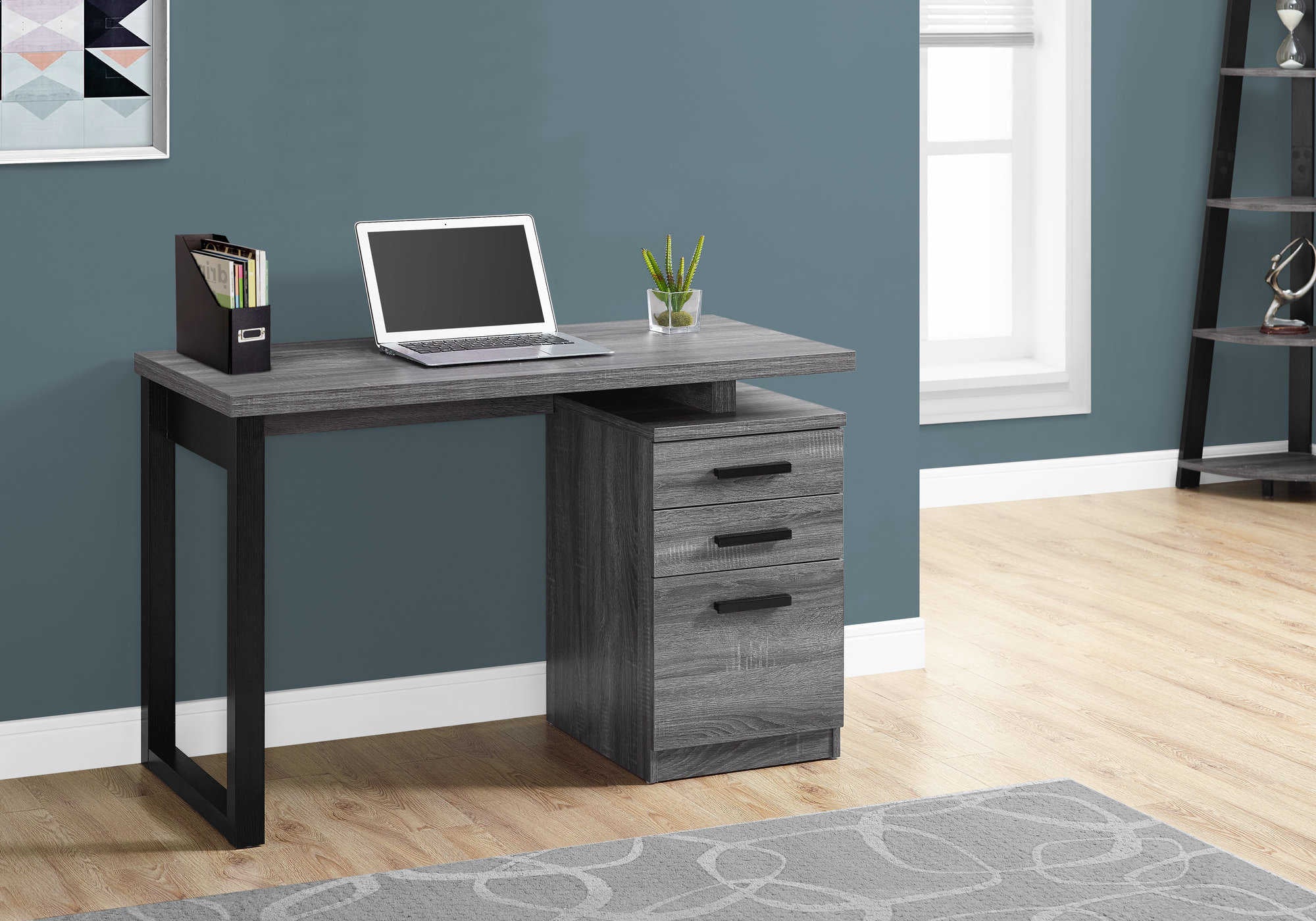 Image of computer desk - 48"l / grey-black left or right facing i 7295.