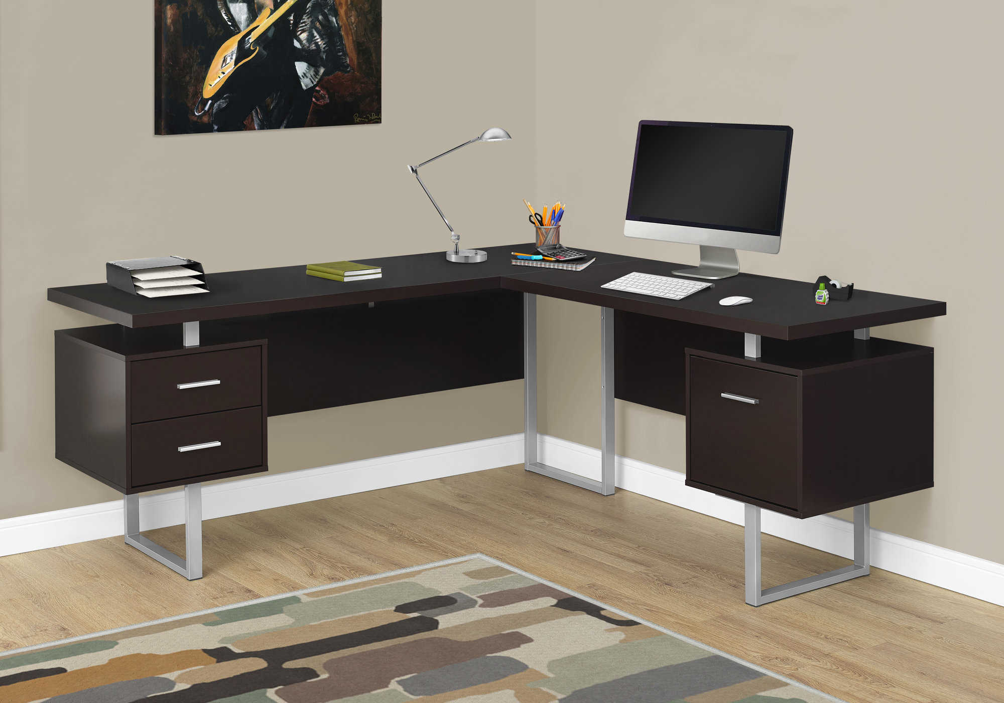 Image of computer desk - 70"l / espresso left or right facing i 7305.