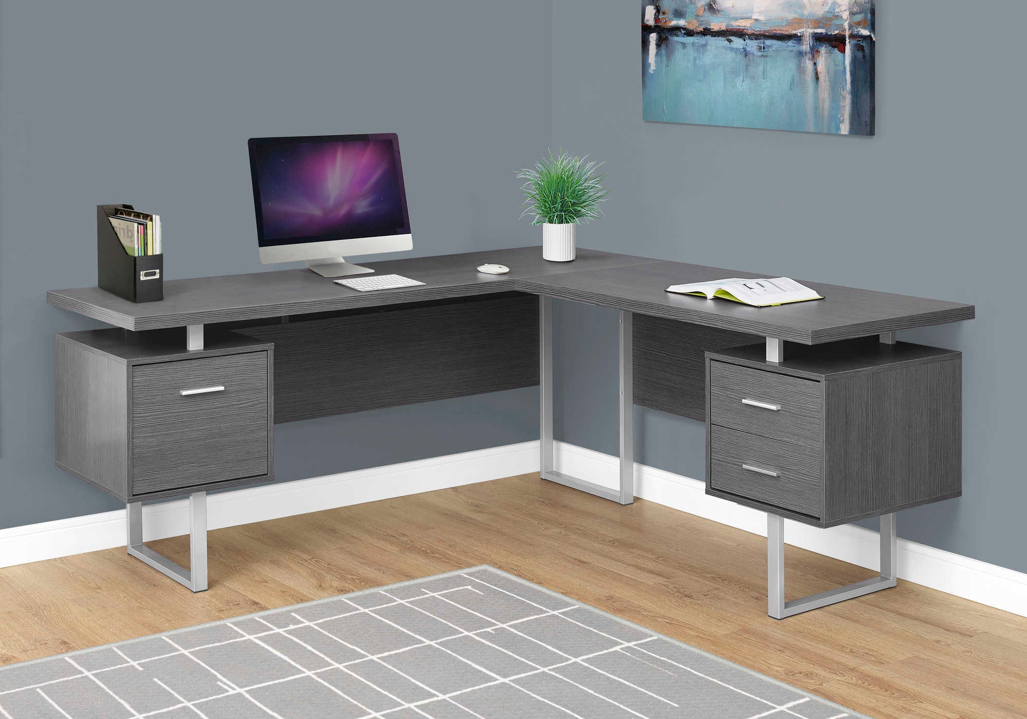 Image of computer desk - 70"l / grey left or right facing i 7306.