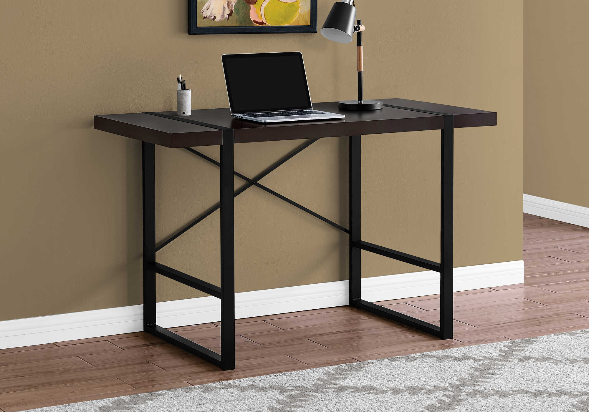 Image of computer desk - 48"l / espresso / black metal i 7311.