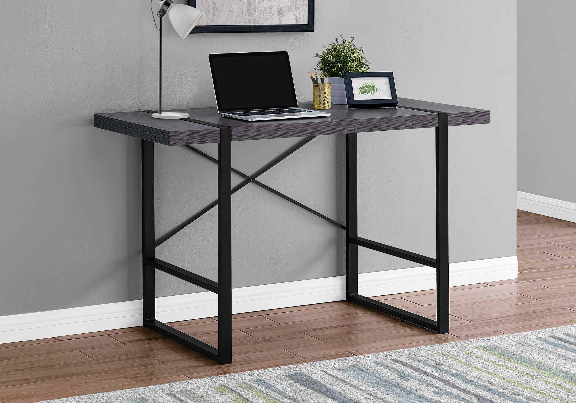 Image of computer desk - 48"l / grey / black metal i 7312.