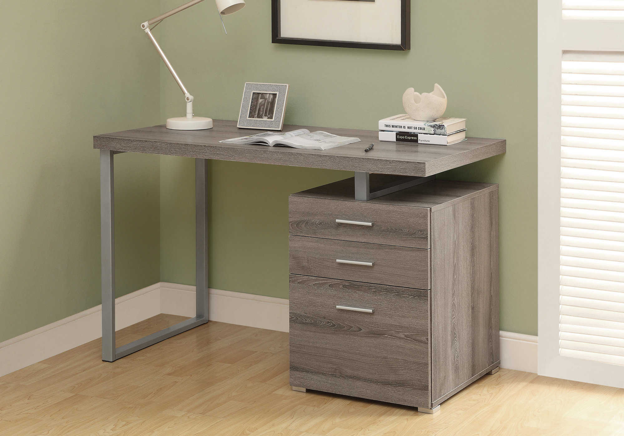Image of computer desk - 48"l / dark taupe left or right facing i 7326.