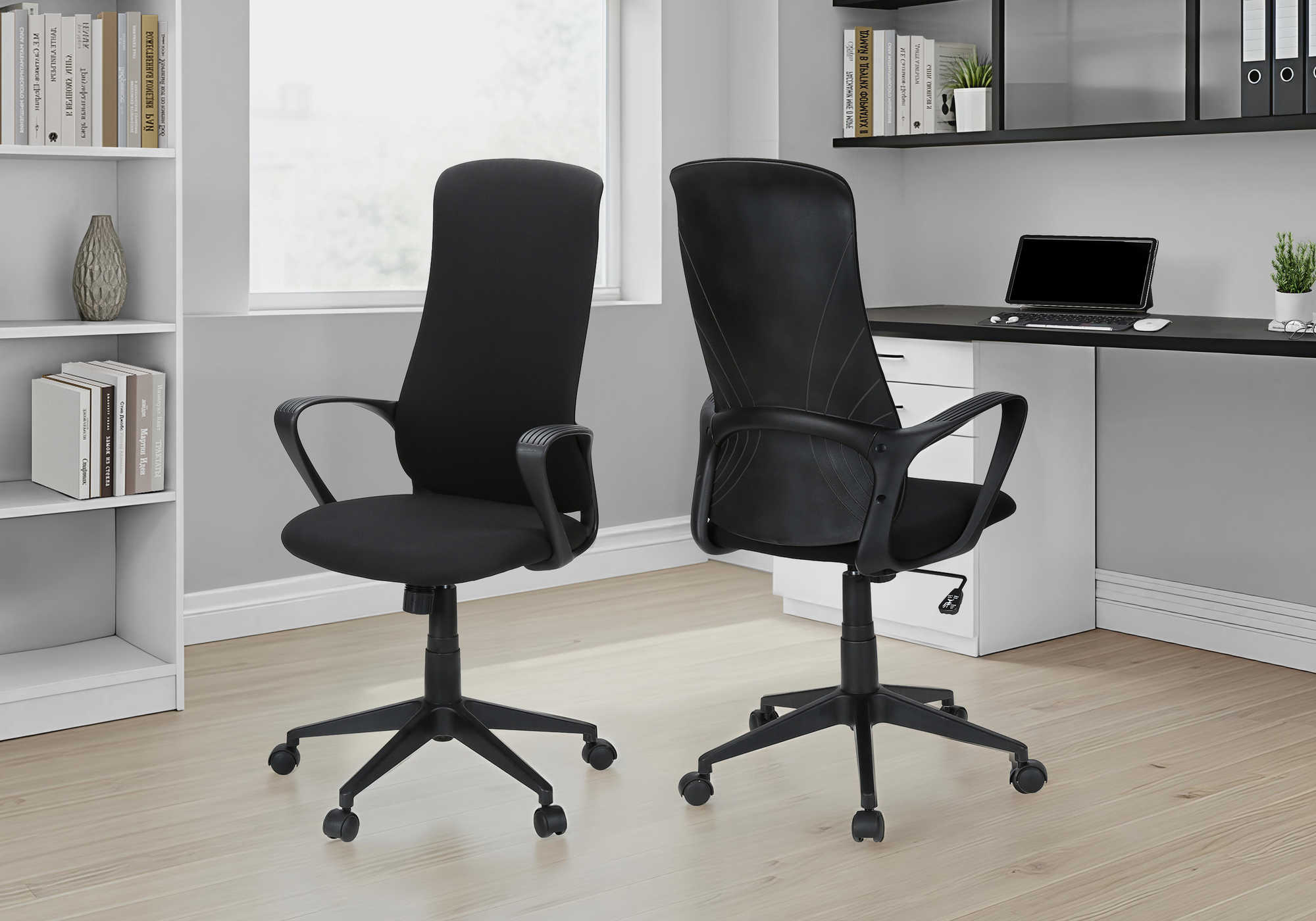 CHAISE DE BUREAU - NOIR / TISSU NOIR / DOSSIER EXECUTIF – I 7354
