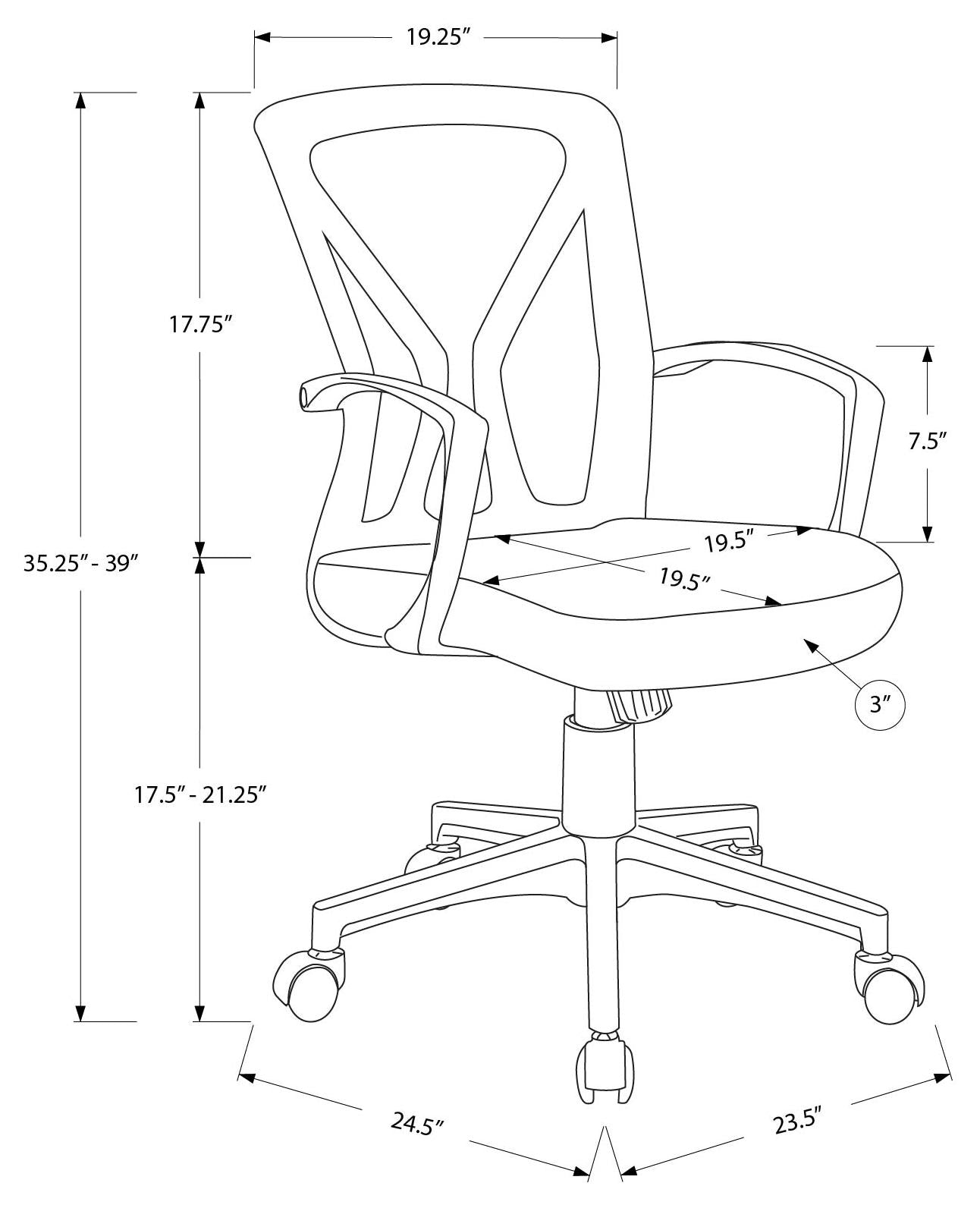 CHAISE DE BUREAU - JEU / TISSU NOIR / ROUGE SUR ROULETTES – I 7357