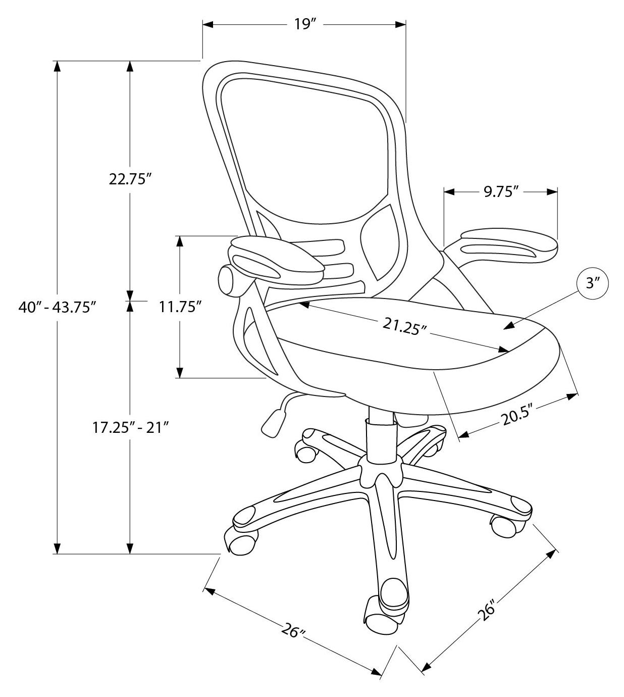 CHAISE DE BUREAU - NOIR / MECHE NOIR / MULTIPLE POSITION – I 7367