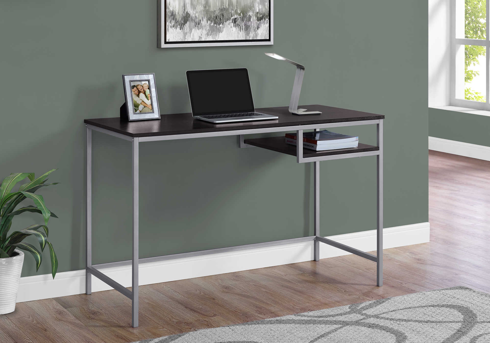 Image of computer desk - 48"l / espresso / silver metal i 7369.