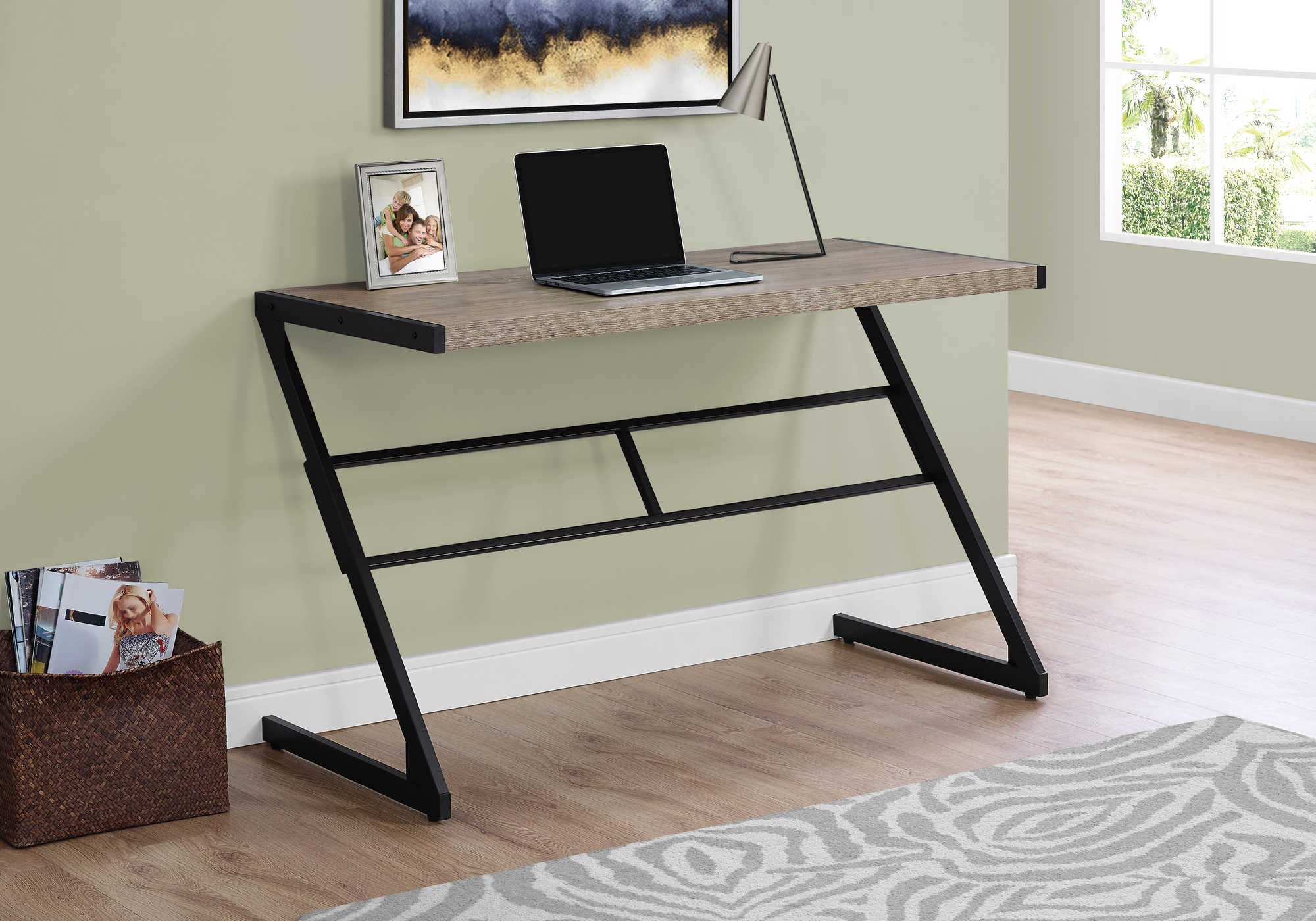 Image of computer desk - 48"l / dark taupe / black metal i 7373.