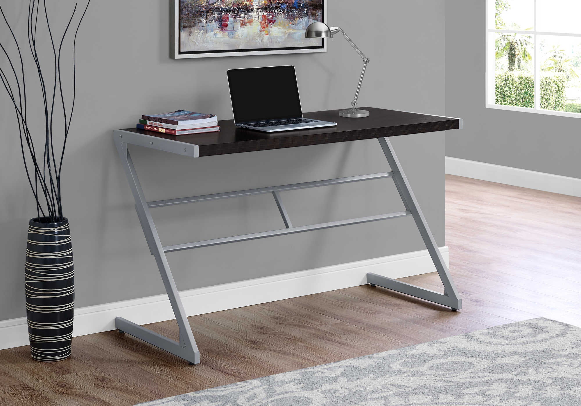 Image of computer desk - 48"l / espresso / silver metal i 7374.