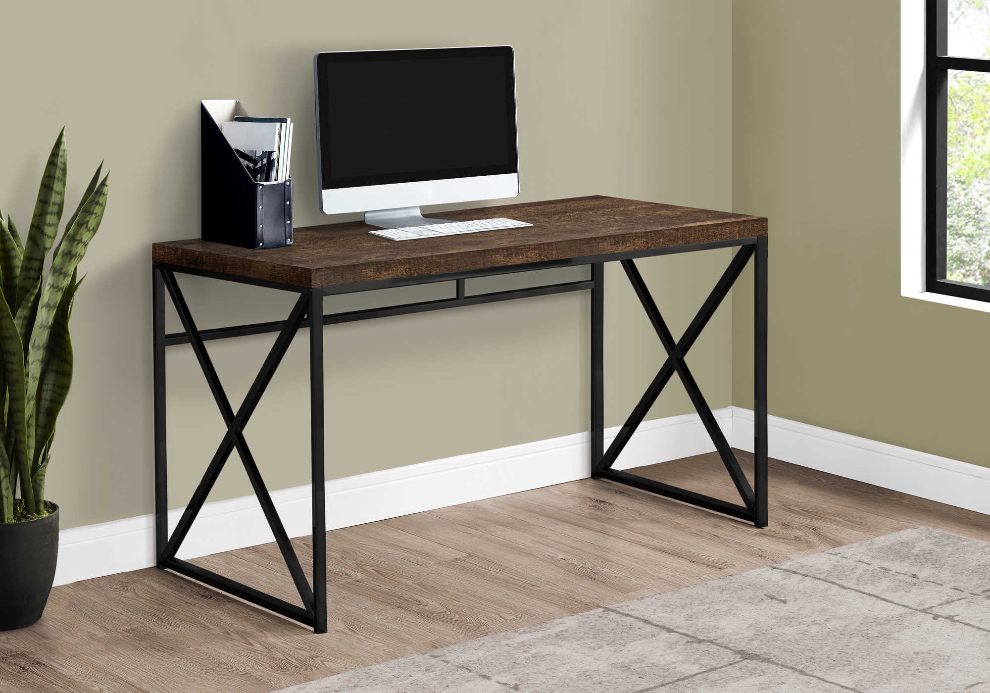 Image of computer desk - 48"l / brown reclaimed wood / black metal i 7450.