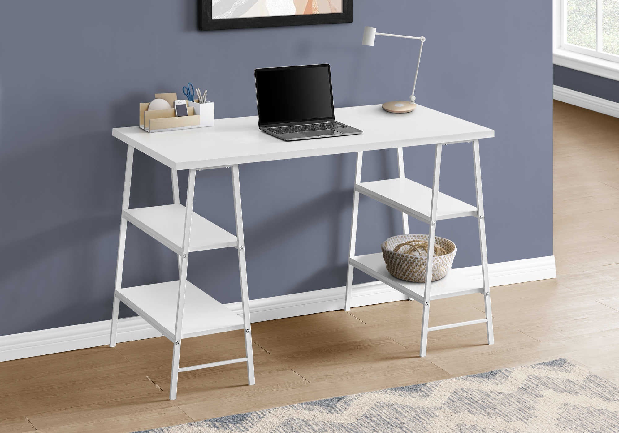 Image of computer desk - 48"l / white / white metal i 7521.