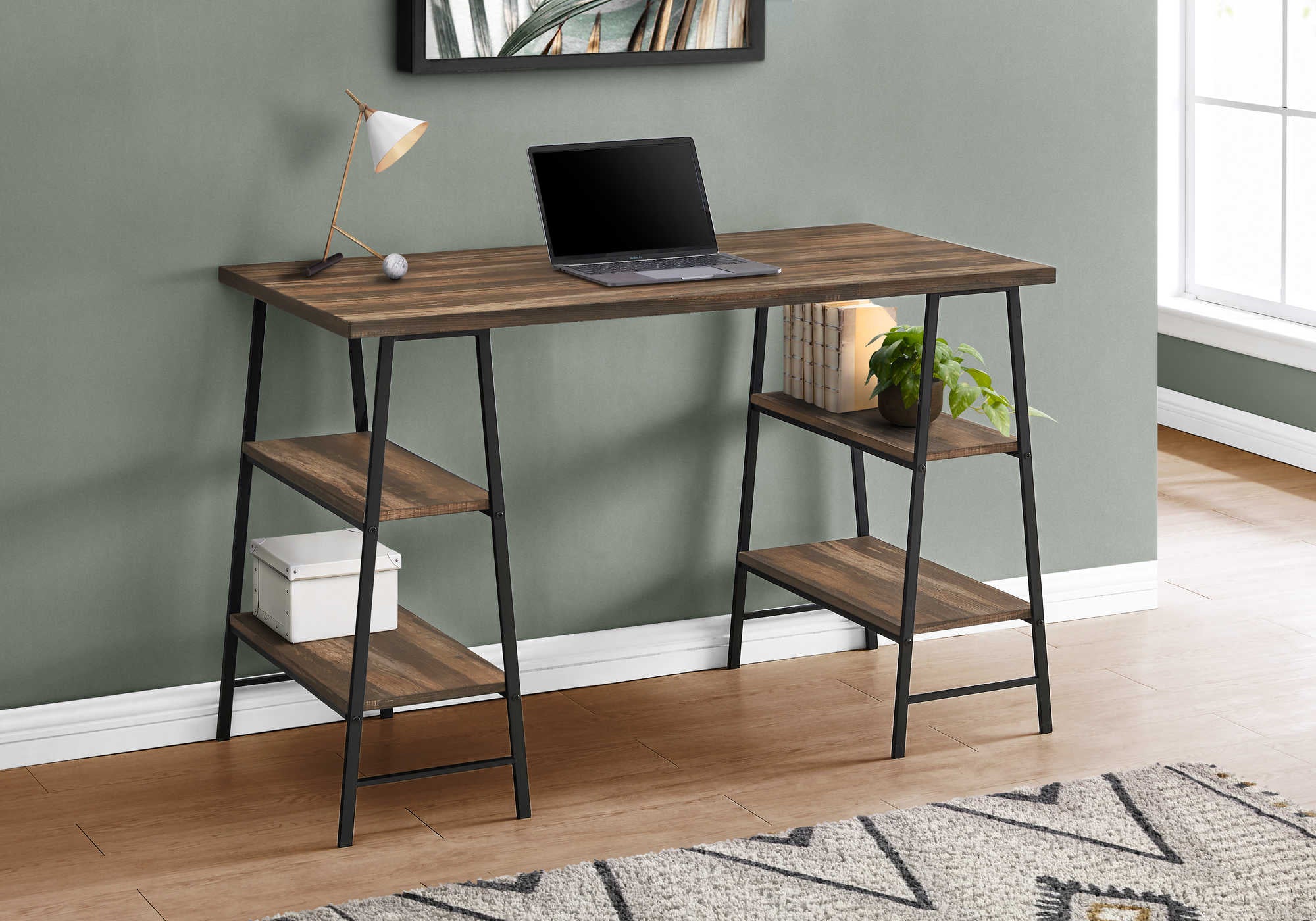 Image of computer desk - 48"l / brown reclaimed wood / black metal i 7525.