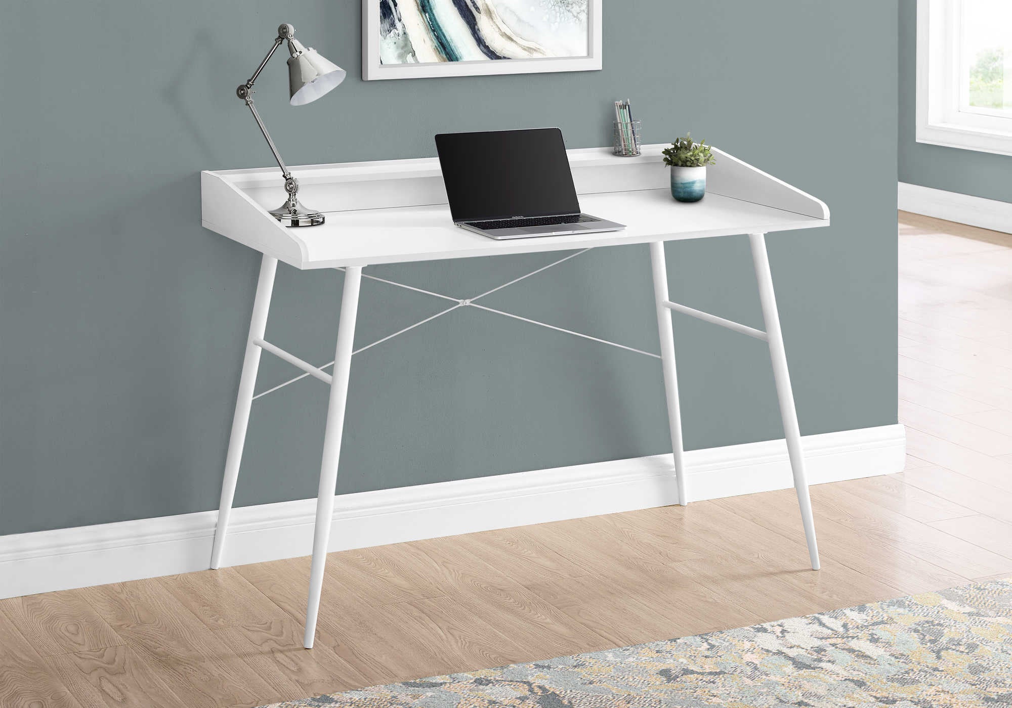 Image of computer desk - 48"l / white / white metal i 7535.