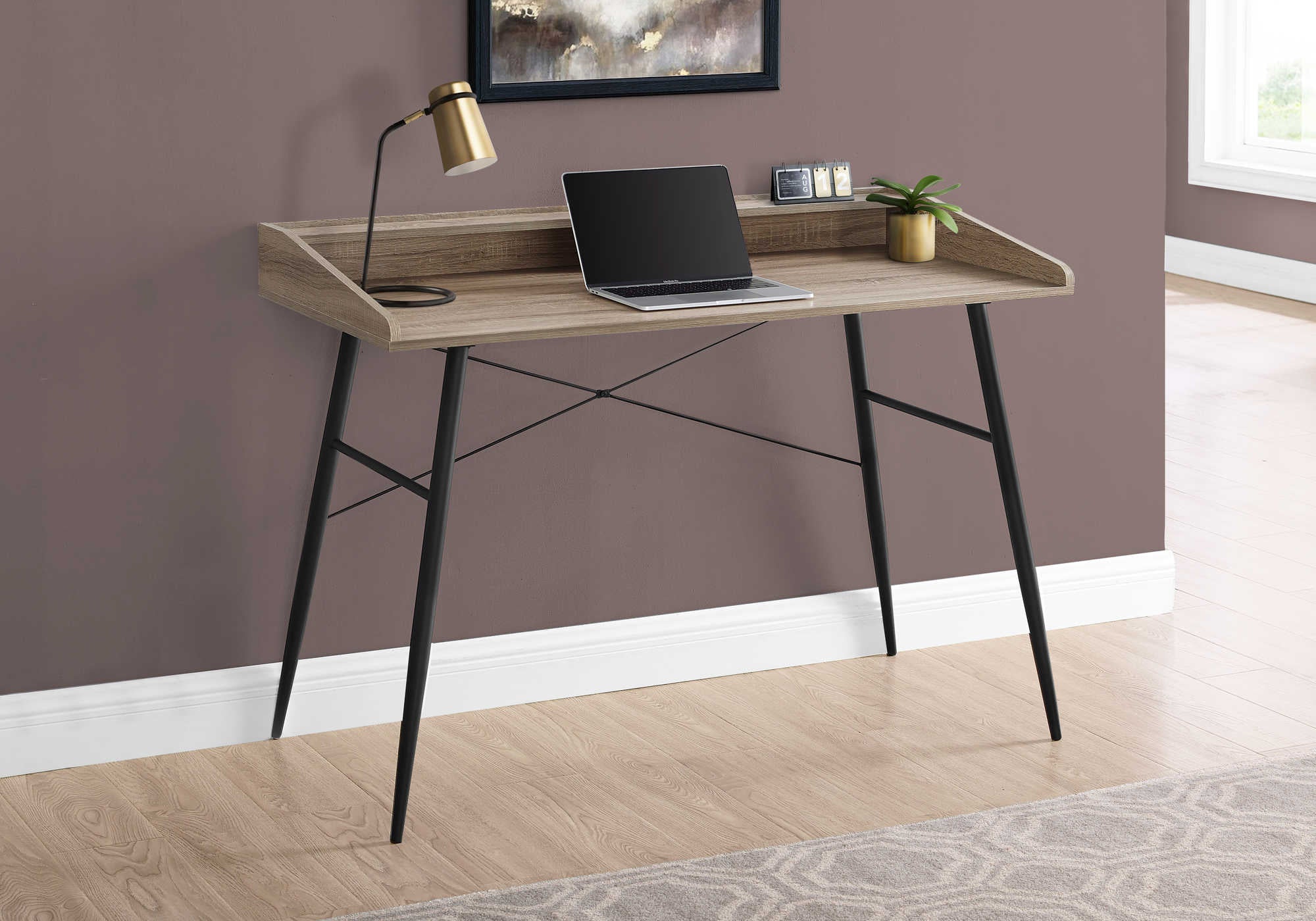 Image of computer desk - 48"l / dark taupe / black metal i 7536.