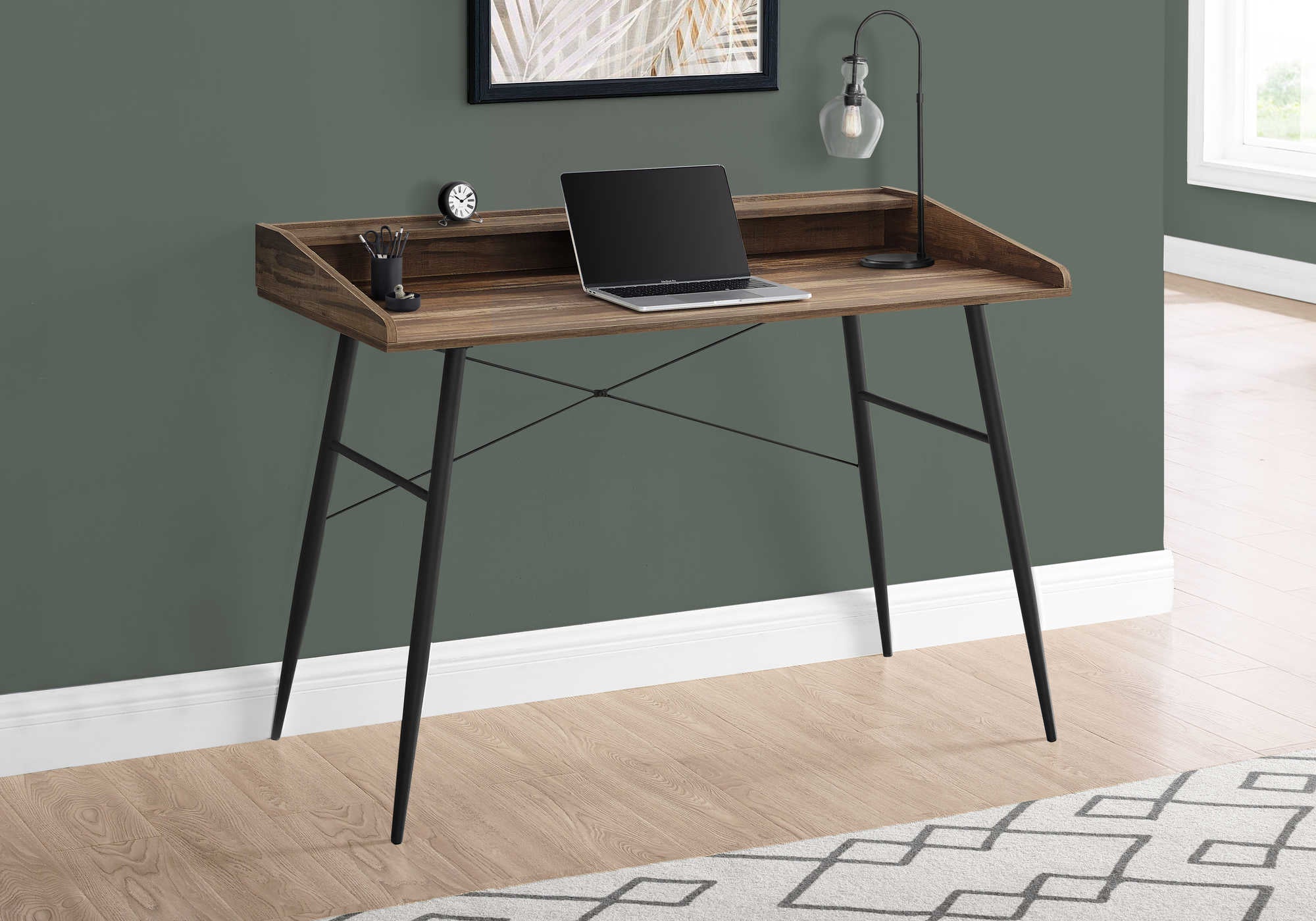 Image of computer desk - 48"l / brown reclaimed wood / black metal i 7538.