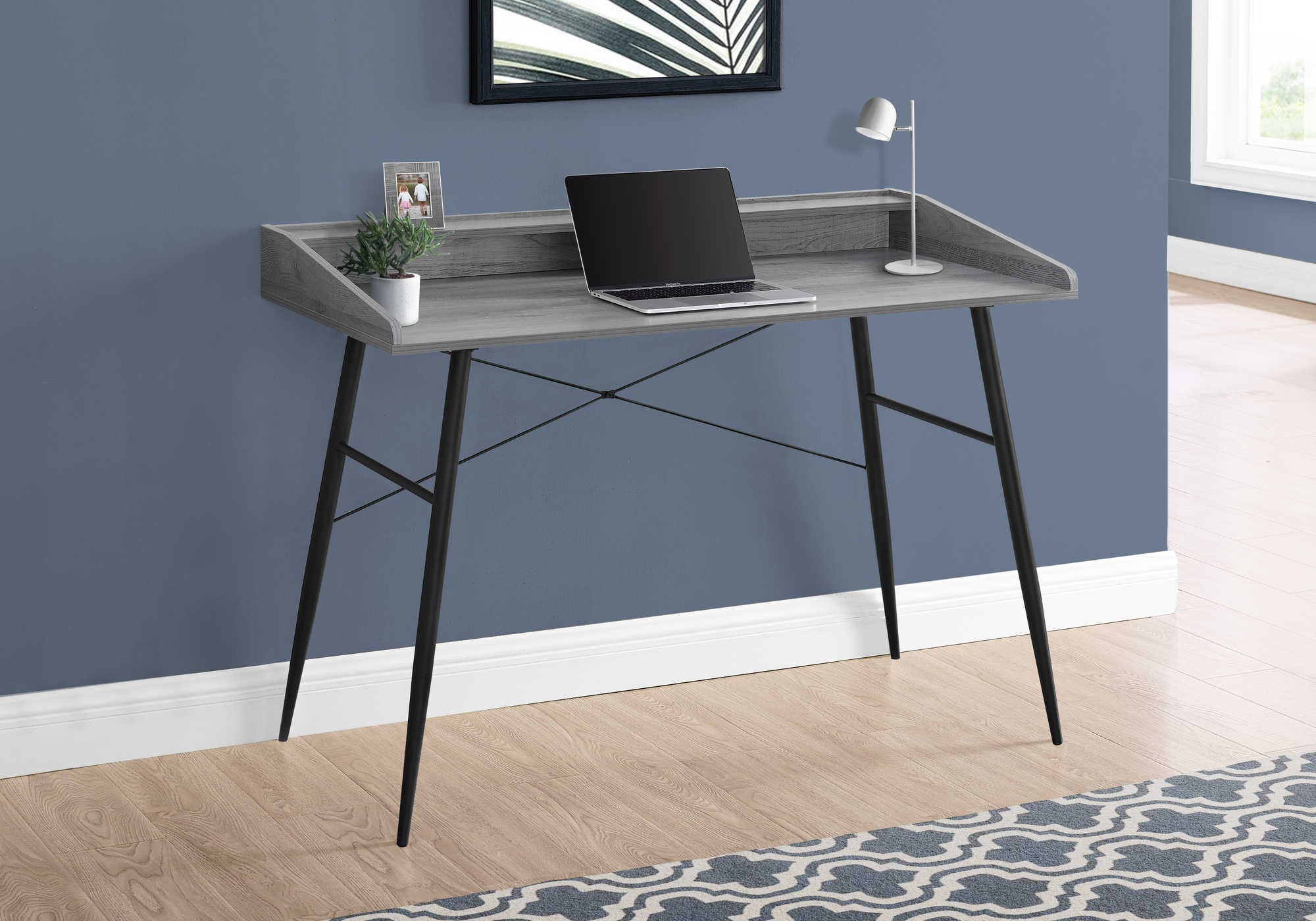 Image of computer desk - 48"l / grey / black metal i 7541.