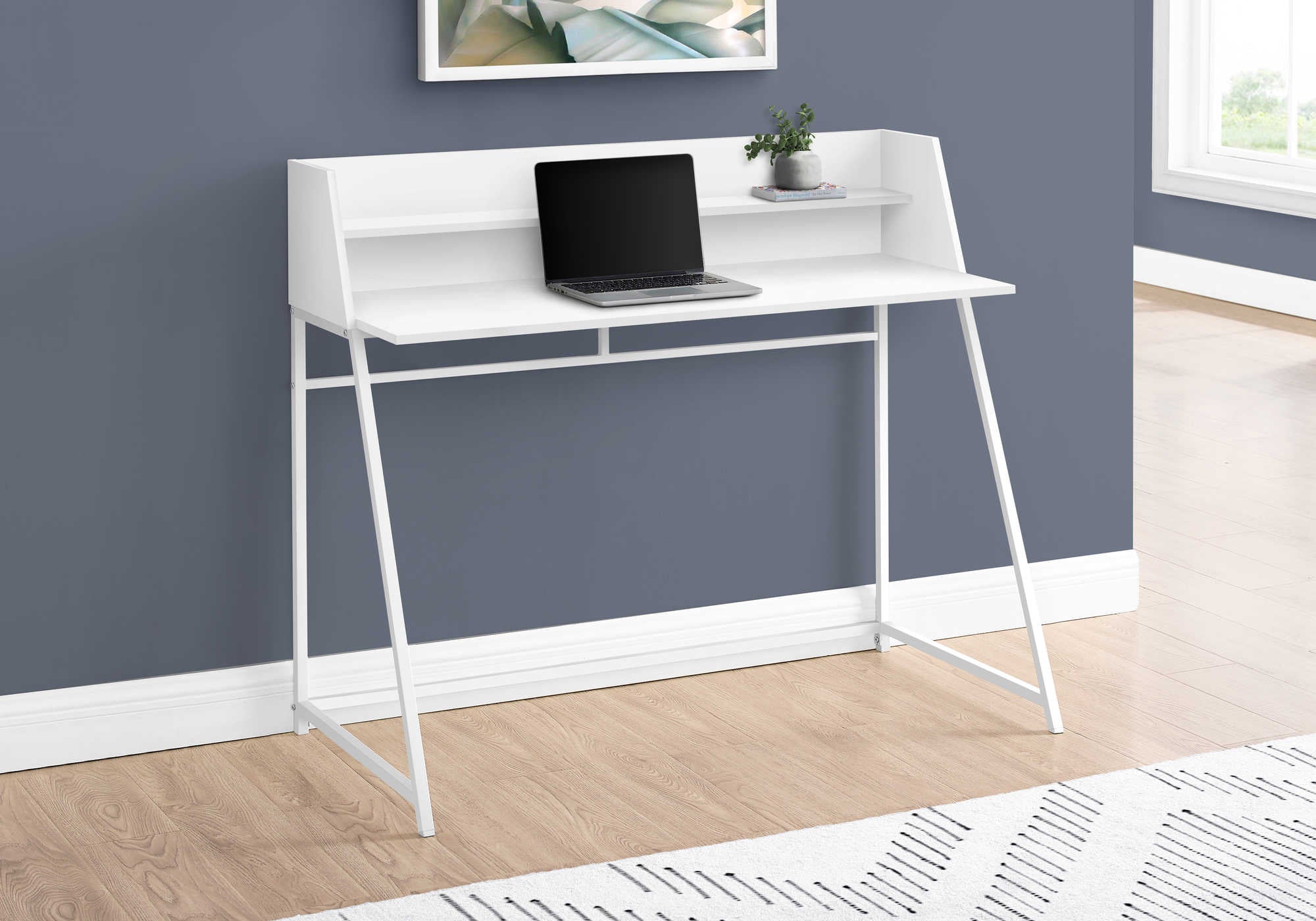 Image of computer desk - 48"l / white / white metal i 7545.