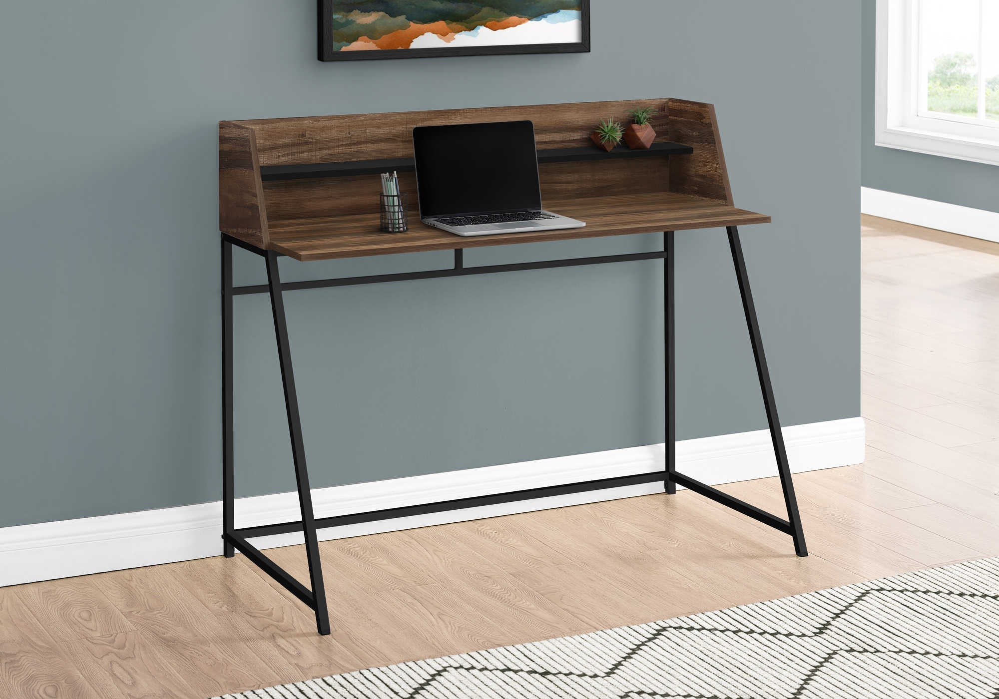 Image of computer desk - 48"l / brown reclaimed wood / black metal i 7548.