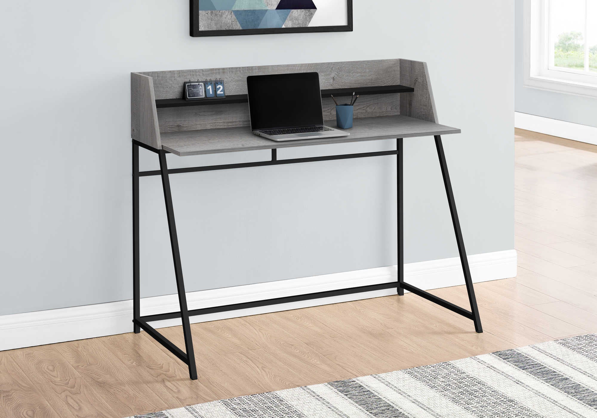 Image of computer desk - 48"l / grey / black metal i 7551.