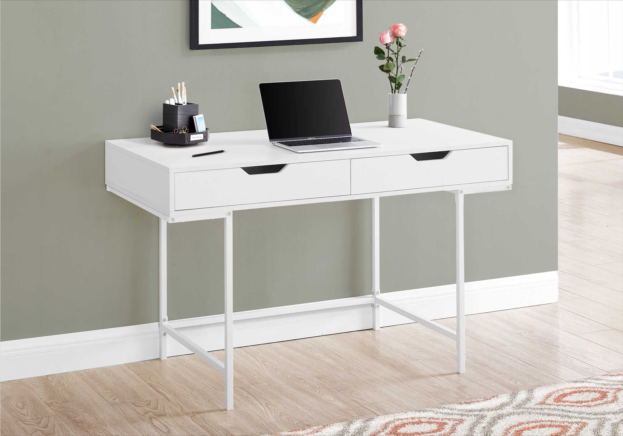 Image of computer desk - 48"l / white / white metal i 7554.