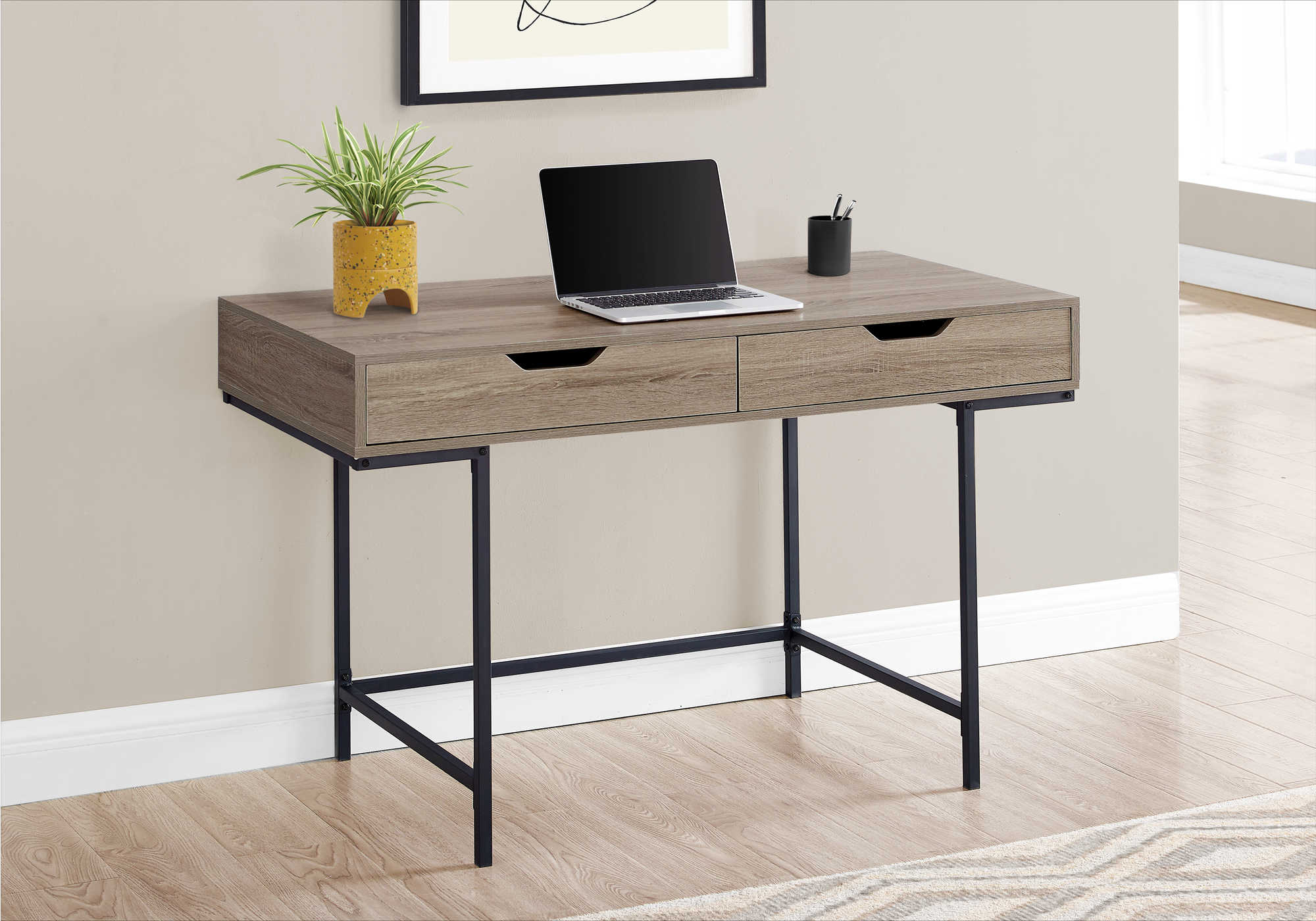 Image of computer desk - 48"l / dark taupe / black metal i 7555.