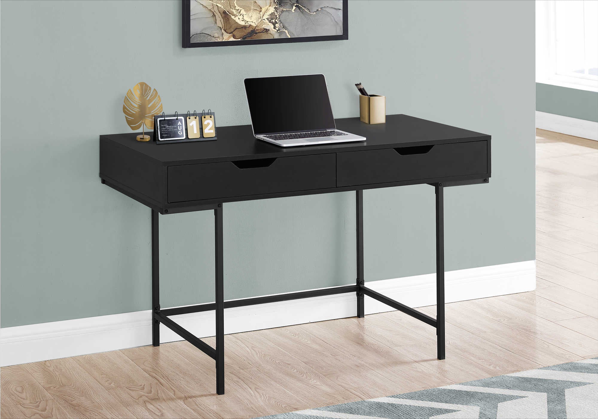 Image of computer desk - 48"l / black / black metal i 7556.