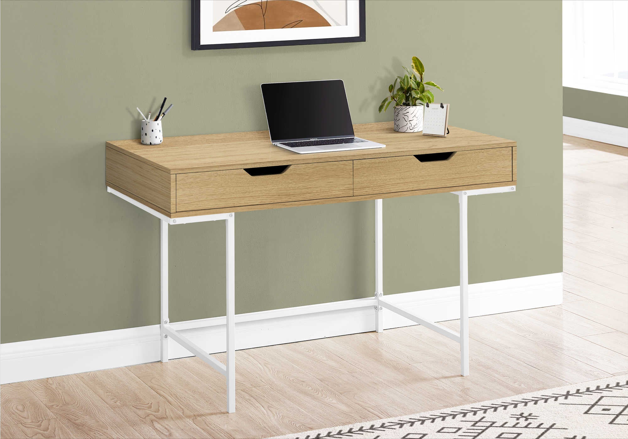 Image of computer desk - 48"l / natural / white metal i 7569.