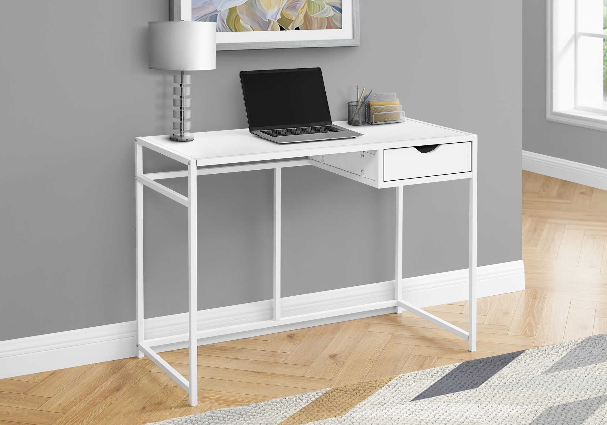 Image of computer desk - 42"l / white / white metal i 7570.