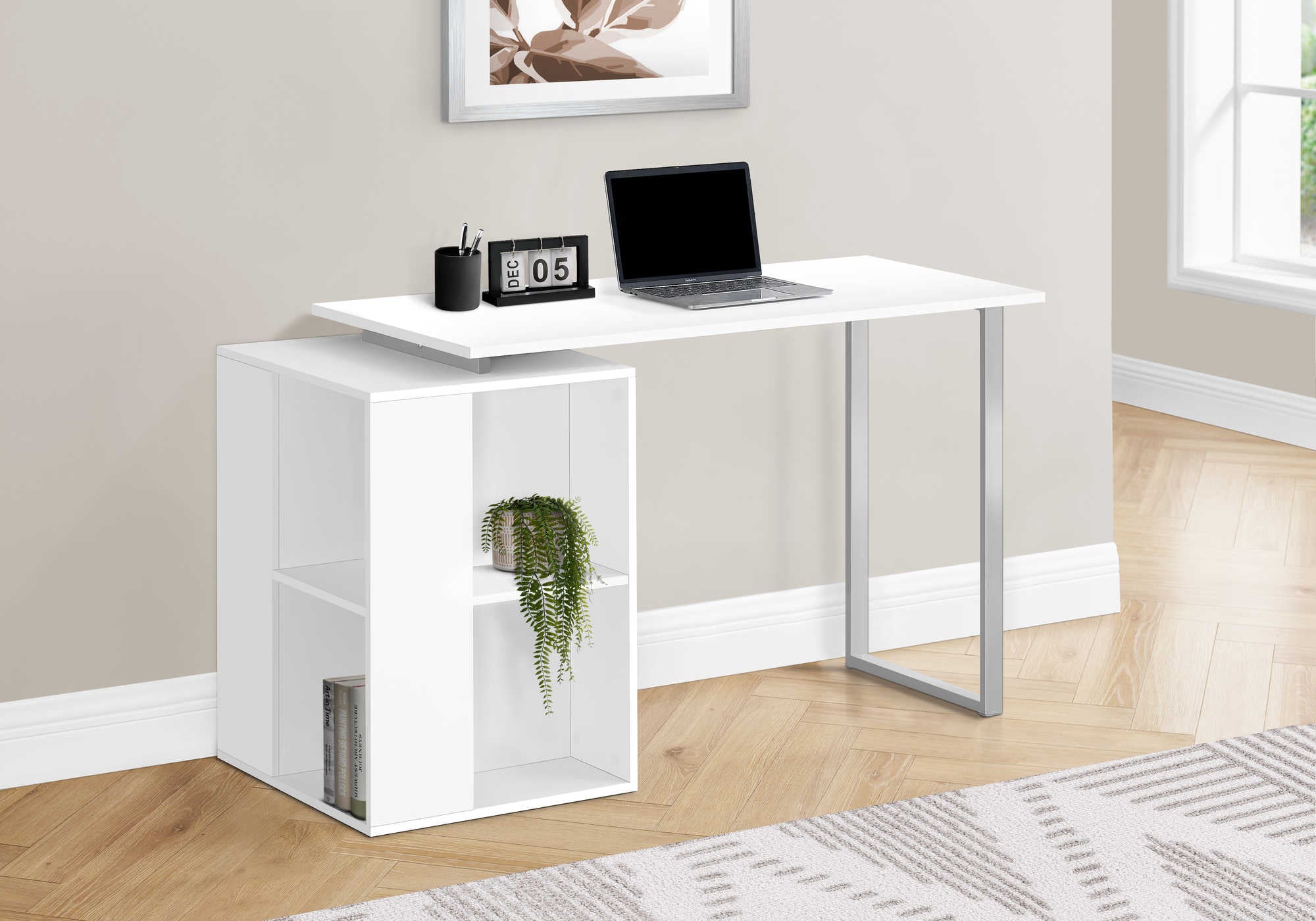 Image of computer desk - 55"l / white left or right facing i 7600.