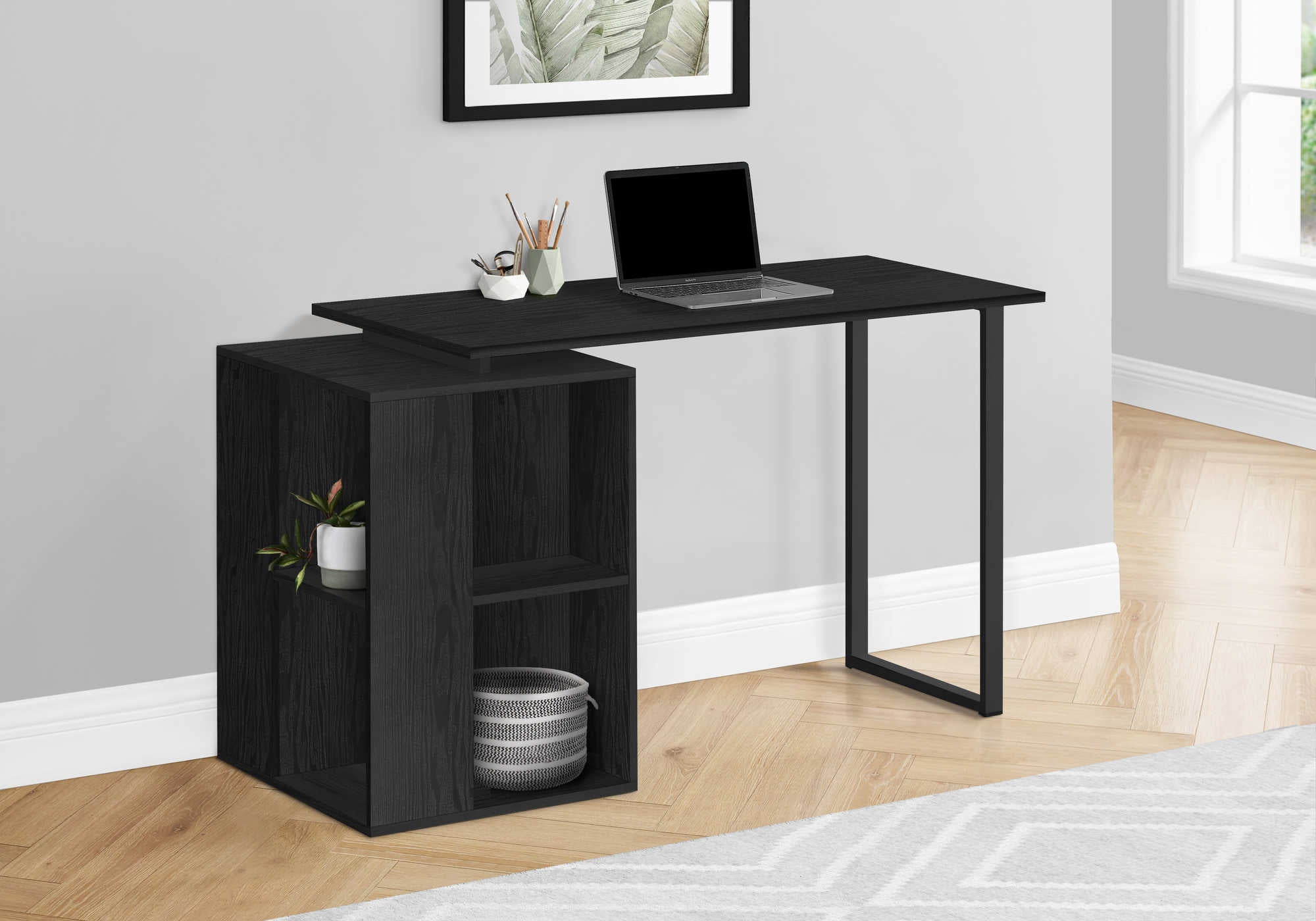 Image of computer desk - 55"l / black oak left or right facing i 7601.