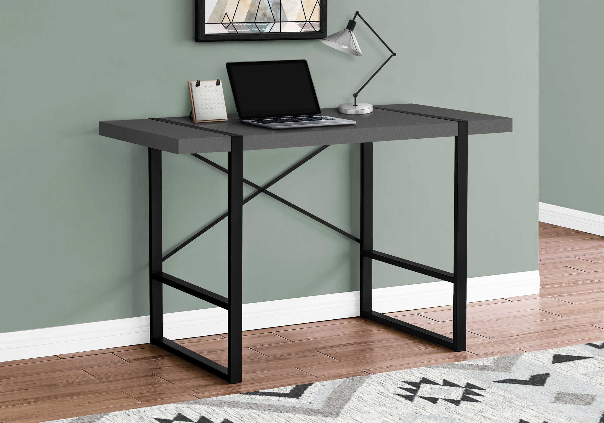Image of computer desk - 48"l / modern grey / black metal i 7660.