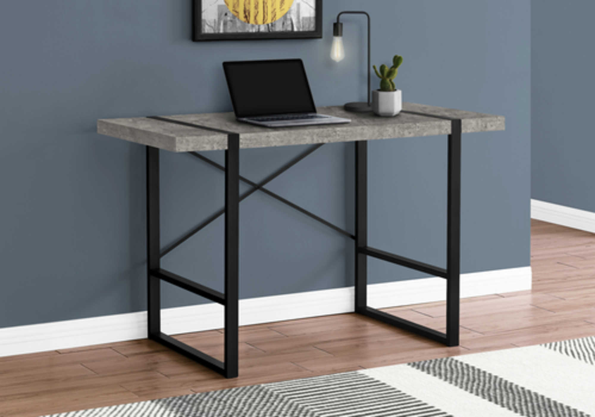 Image of computer desk - 48"l / grey concrete-look / black metal i 7661.