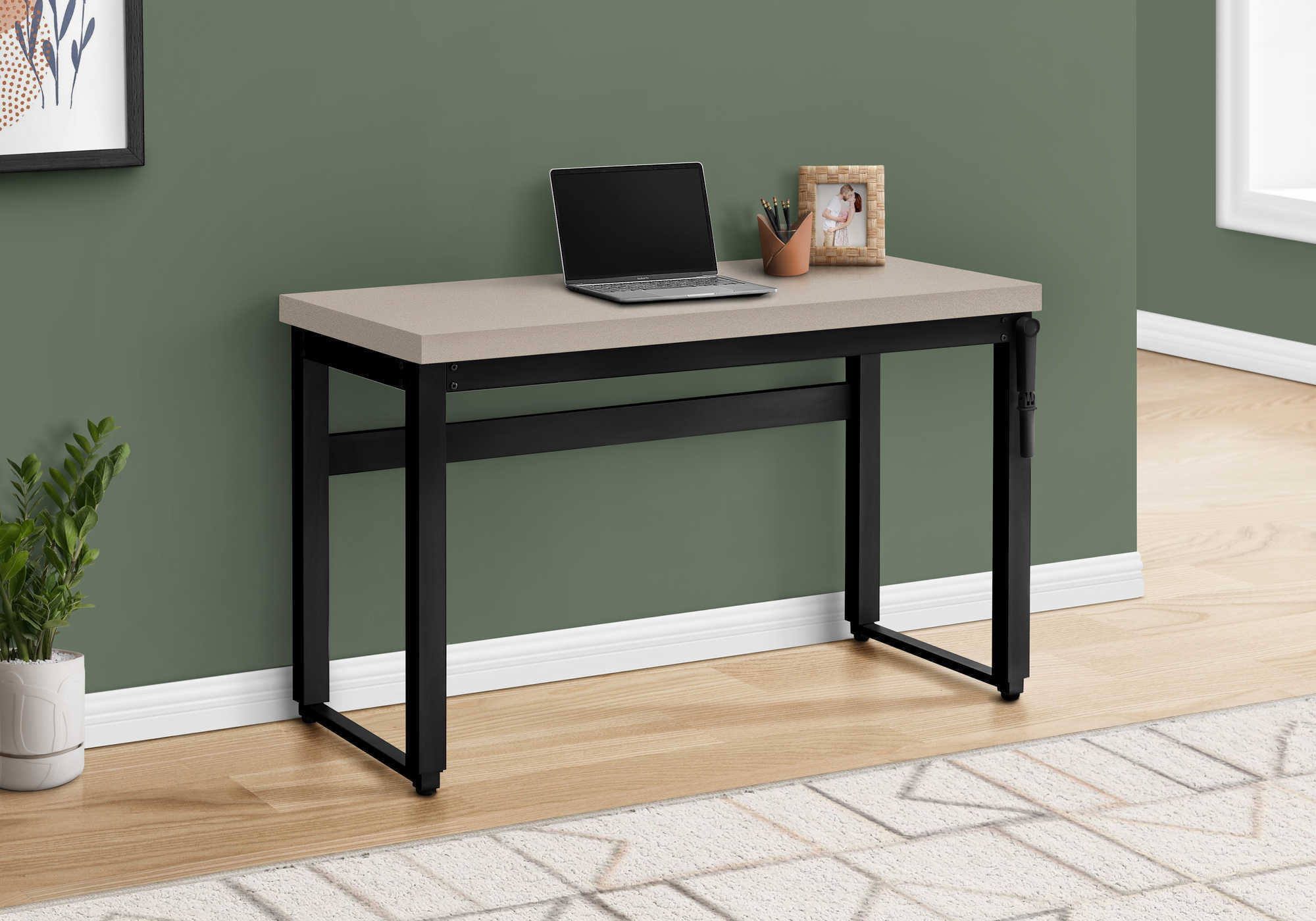 Image of computer desk - 48"l / modern taupe / adj.height/ black i 7679.