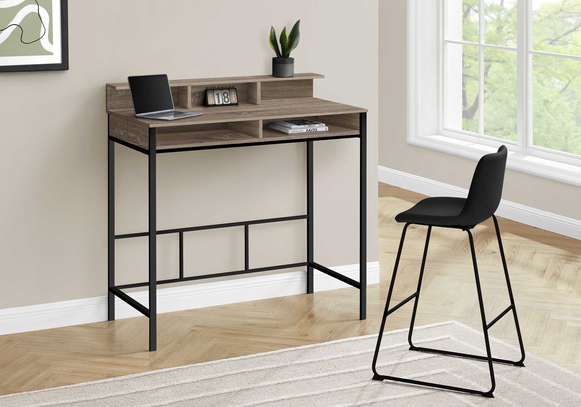 Image of computer desk - 48"l / dark taupe / black standing height i 7702.