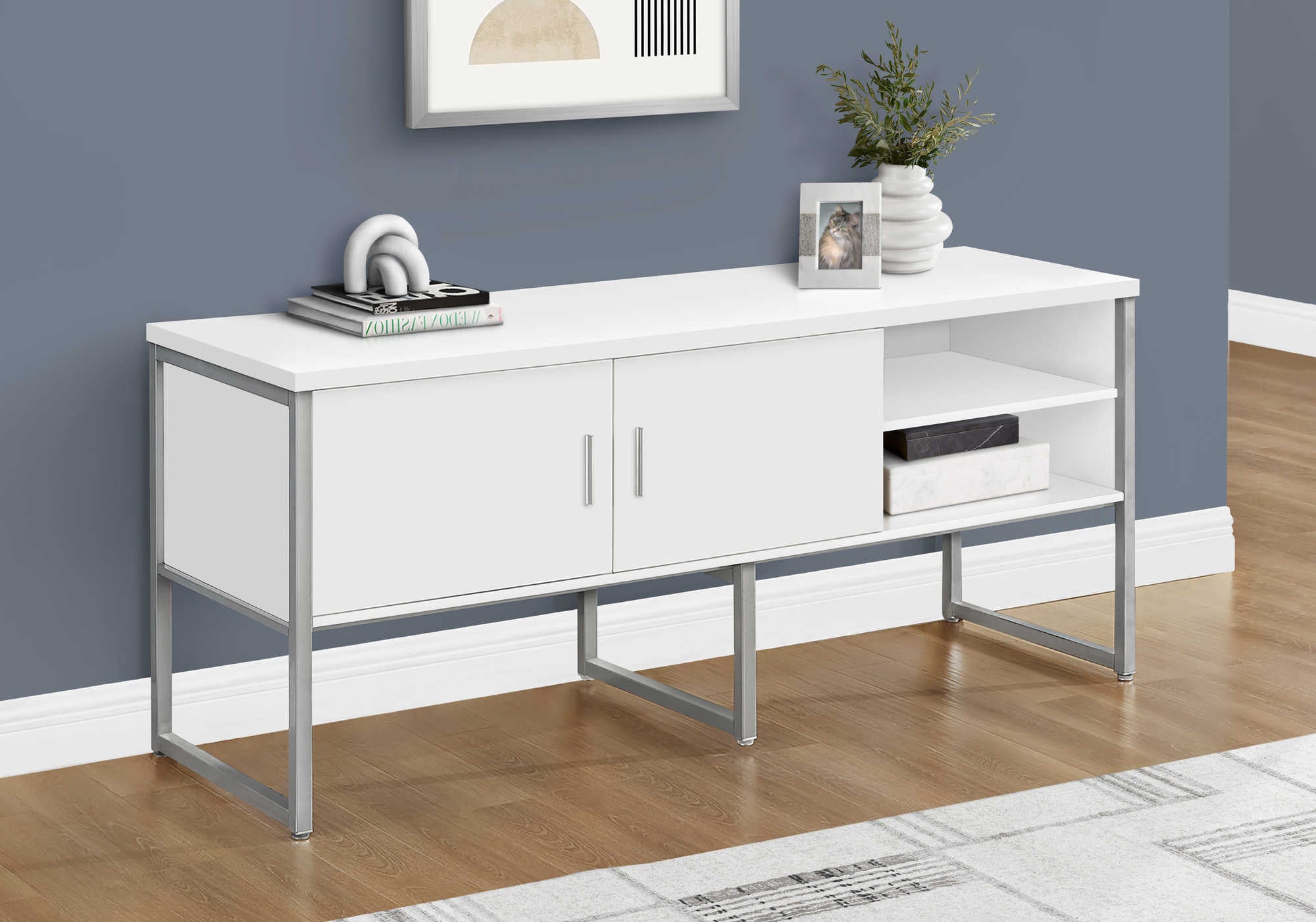 CREDENCE DE BUREAU - 72"L BLANC / ARGENT QUALITE COMMERCIALE – I 7727