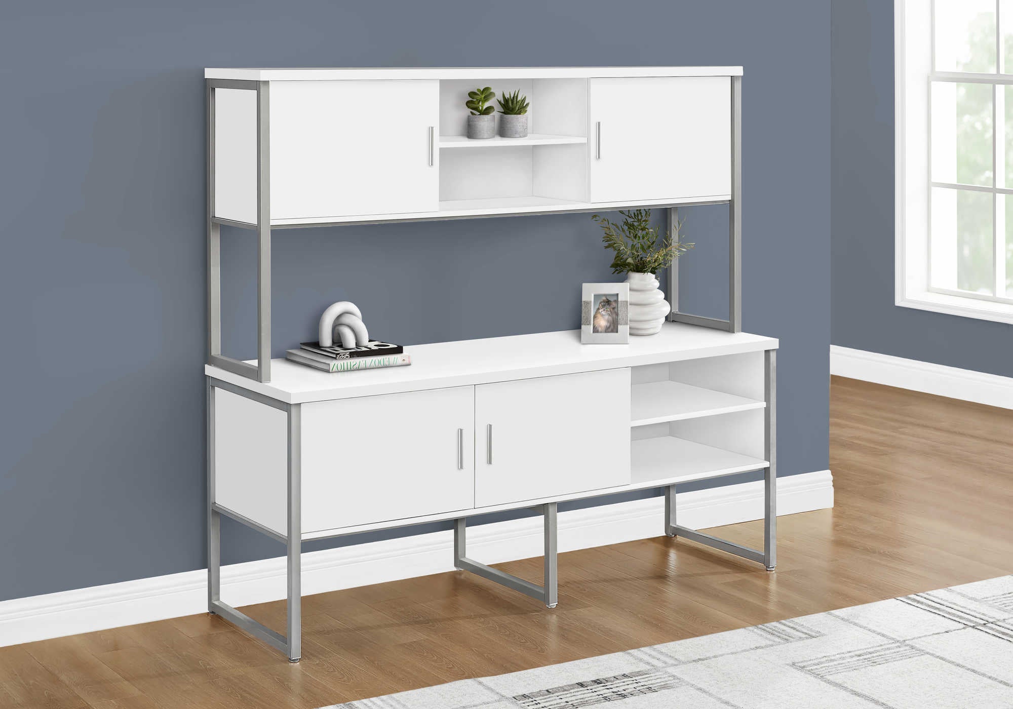 CREDENCE DE BUREAU - 72"L BLANC / ARGENT QUALITE COMMERCIALE – I 7727