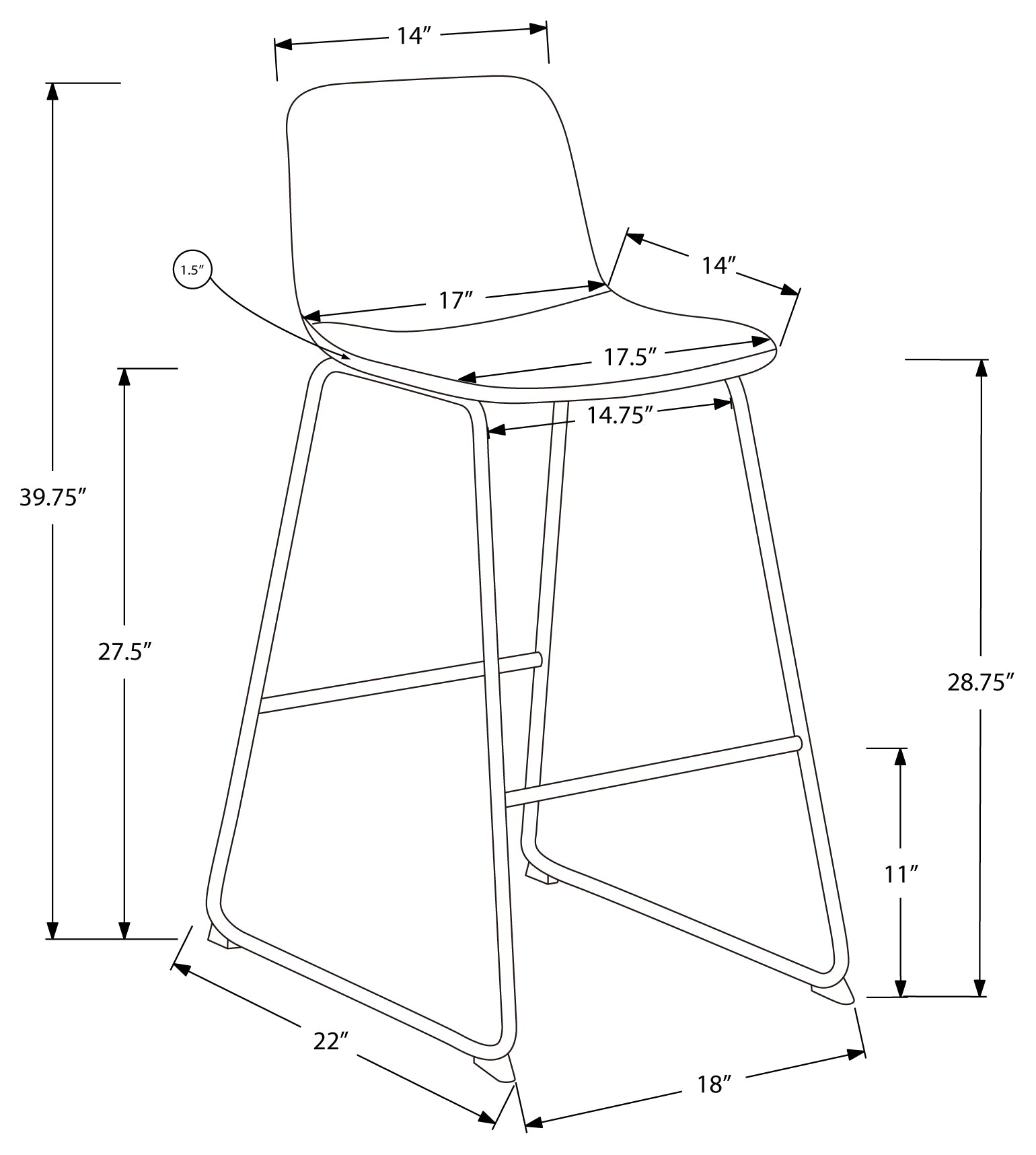 TABOURET DE BAR - 40"H / SIMILI-CUIR TAUPE / METAL NOIR – I 7751