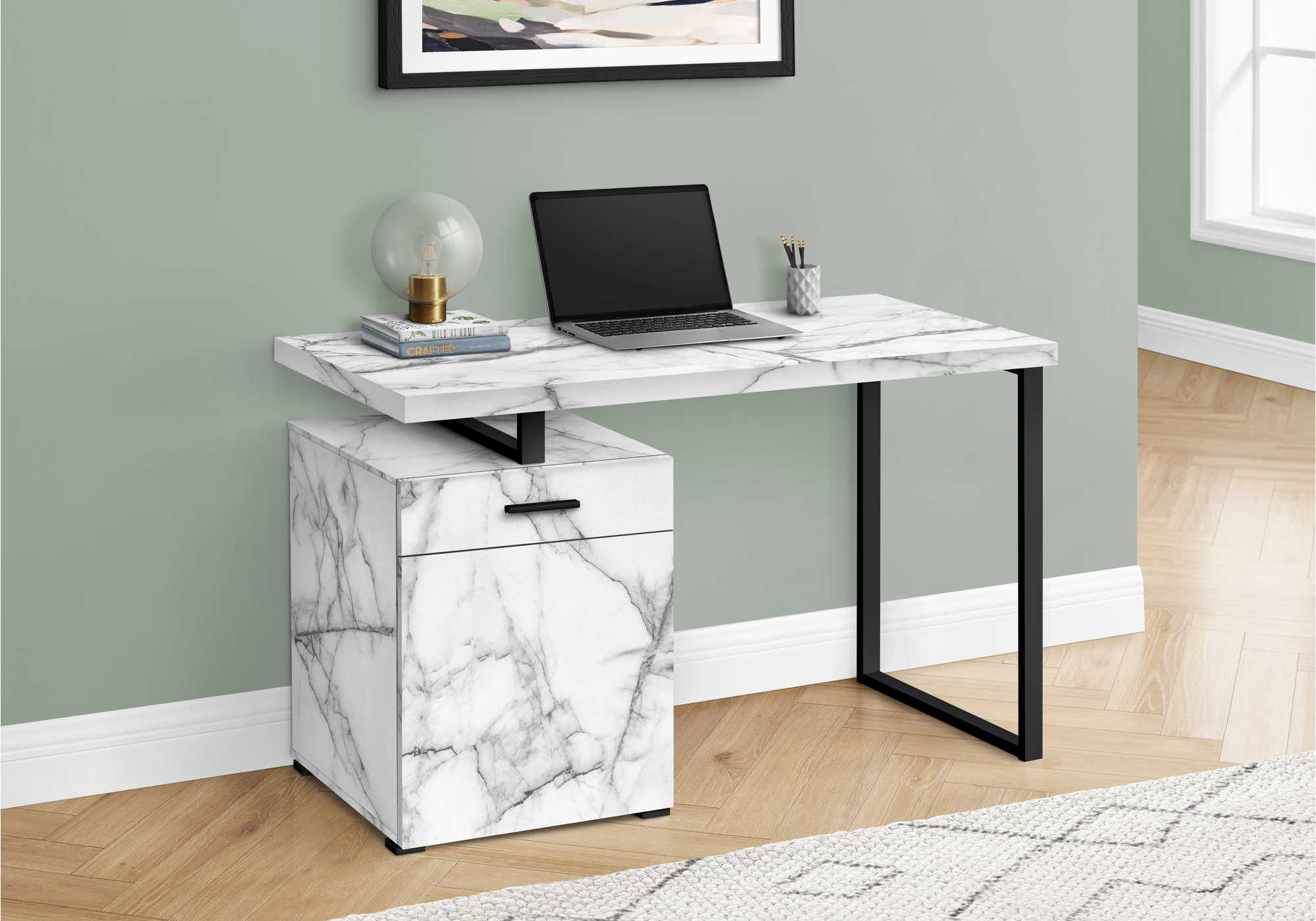 Image of computer desk - 48"l / white marble left or right facing i 7762.