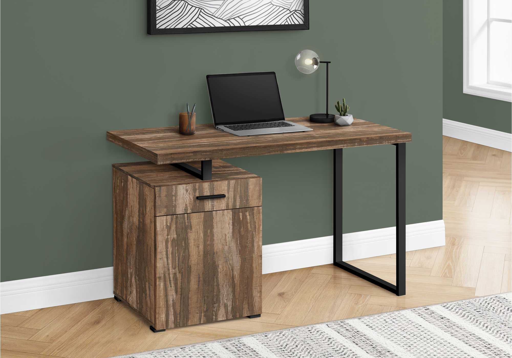 Image of computer desk - 48"l / brown reclaimed left/ right facing i 7765.