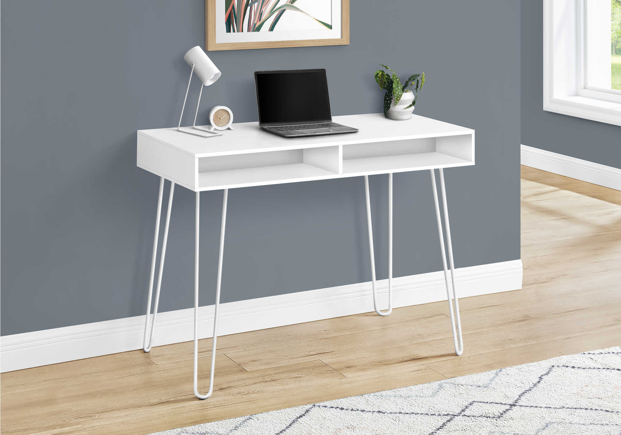Image of computer desk - 40"l / white / white metal i 7770.